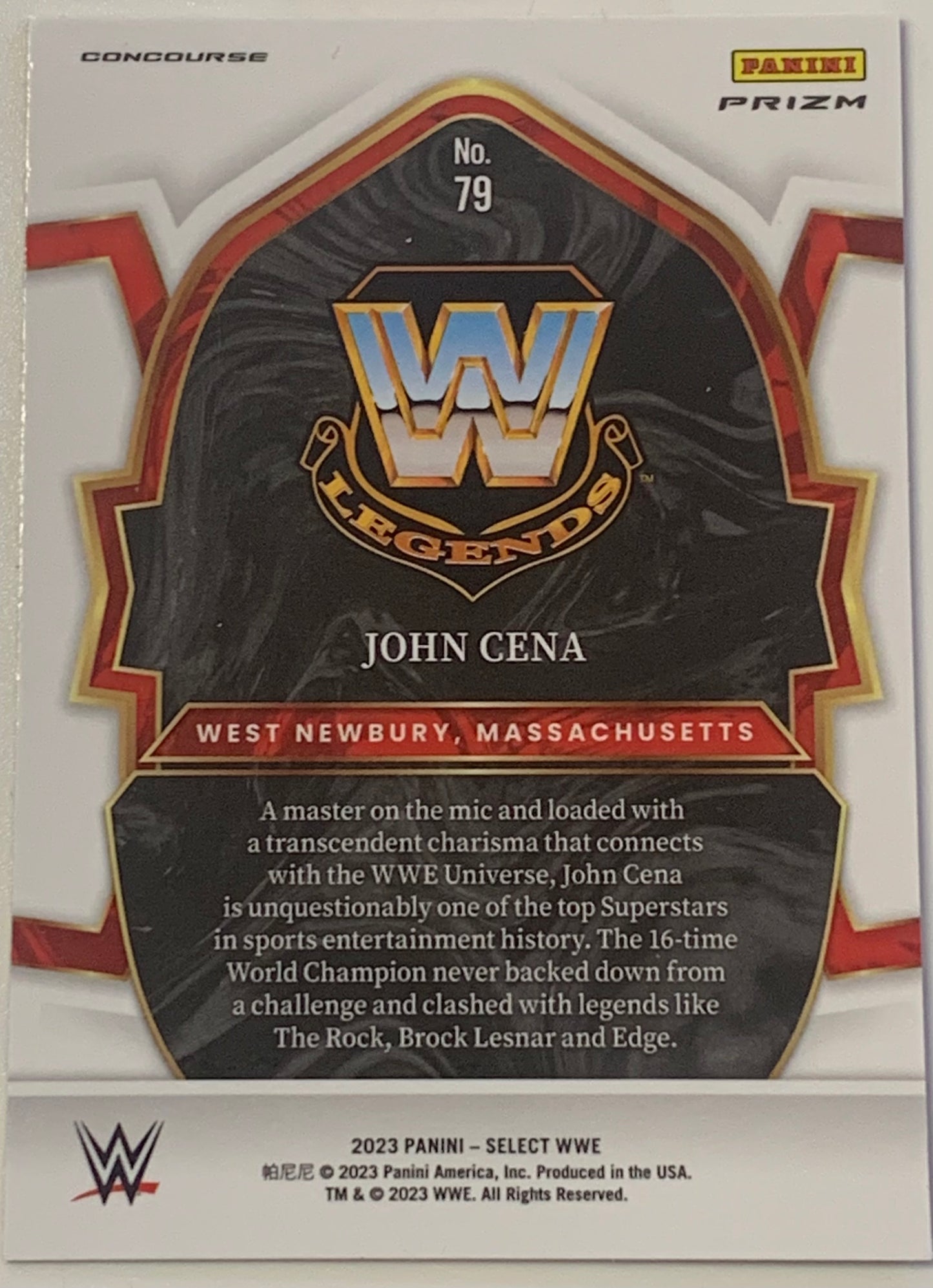 John Cena 2023 WWE Panini Select Prizm Concourse Card