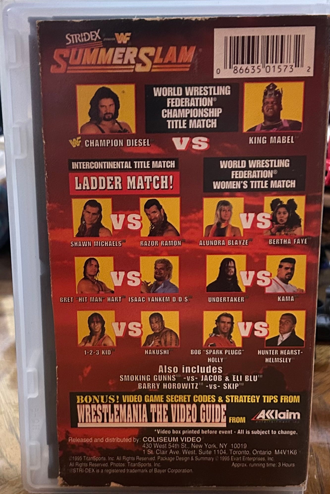 WWF WWE “Summer Slam 1995” Official VHS (Coliseum Home Video)