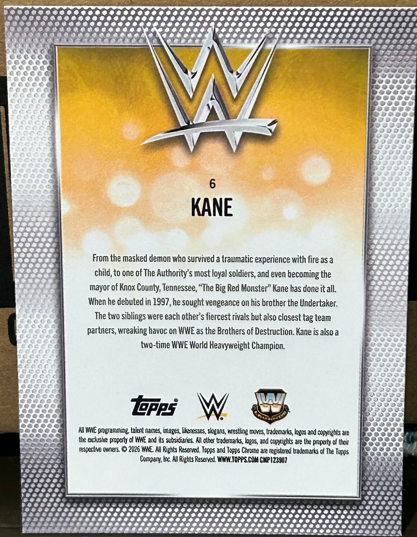 + KANE 2026 WWE Topps Chrome Card