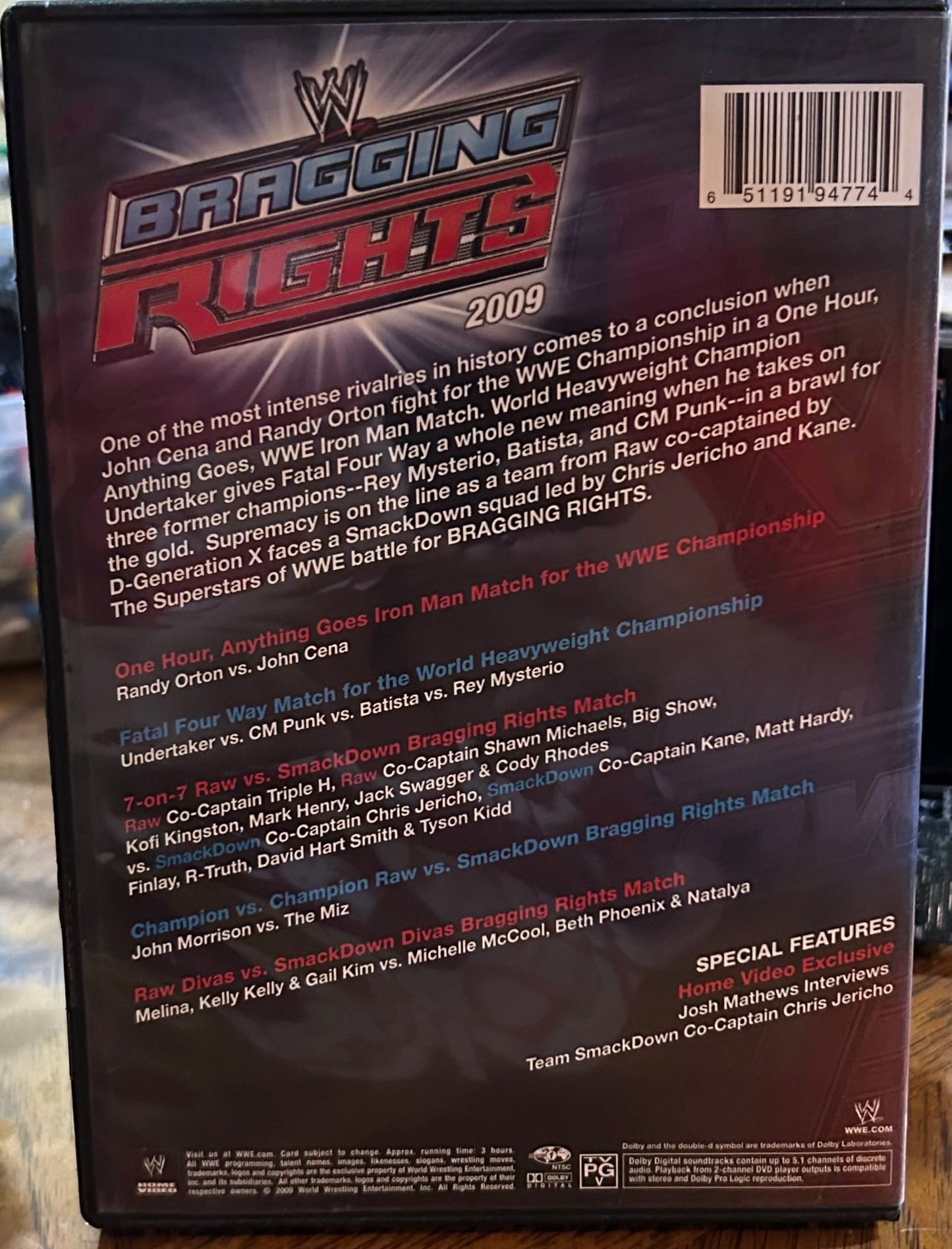 * WWE “Bragging Rights 2009” DVD (CM Punk, Undertaker, John Cena & so much more)