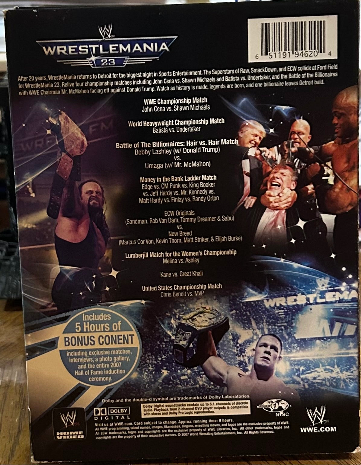 * WWE “Wrestlemania 23” DVD (3- Disc set) Includes Hall of Fame Ceremony DVD)