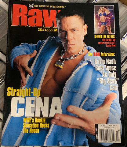 WWE RAW Magazine April 2003 JOHN CENA (RED HOT Double Sided Color Poster of Torrie Wilson)!!!