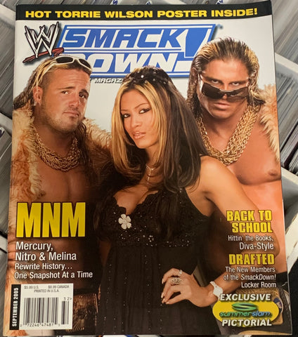 WWE Smackdown Magazine Sept 2005 M’nM Melina (Red Hot Large Torrie Wilson Poster Inside)!!!