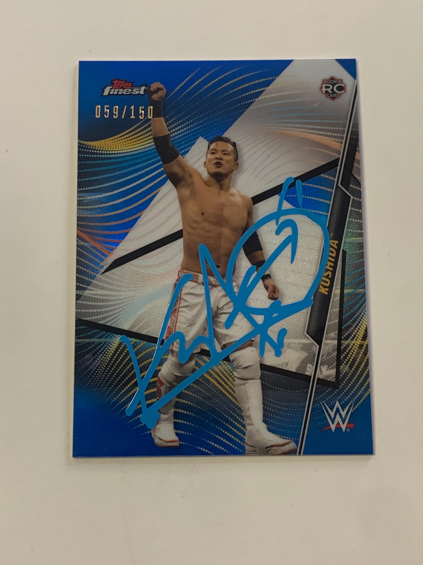 Kushida 2020 WWE Topps Finest Signed RC Blue Refractor #59/150