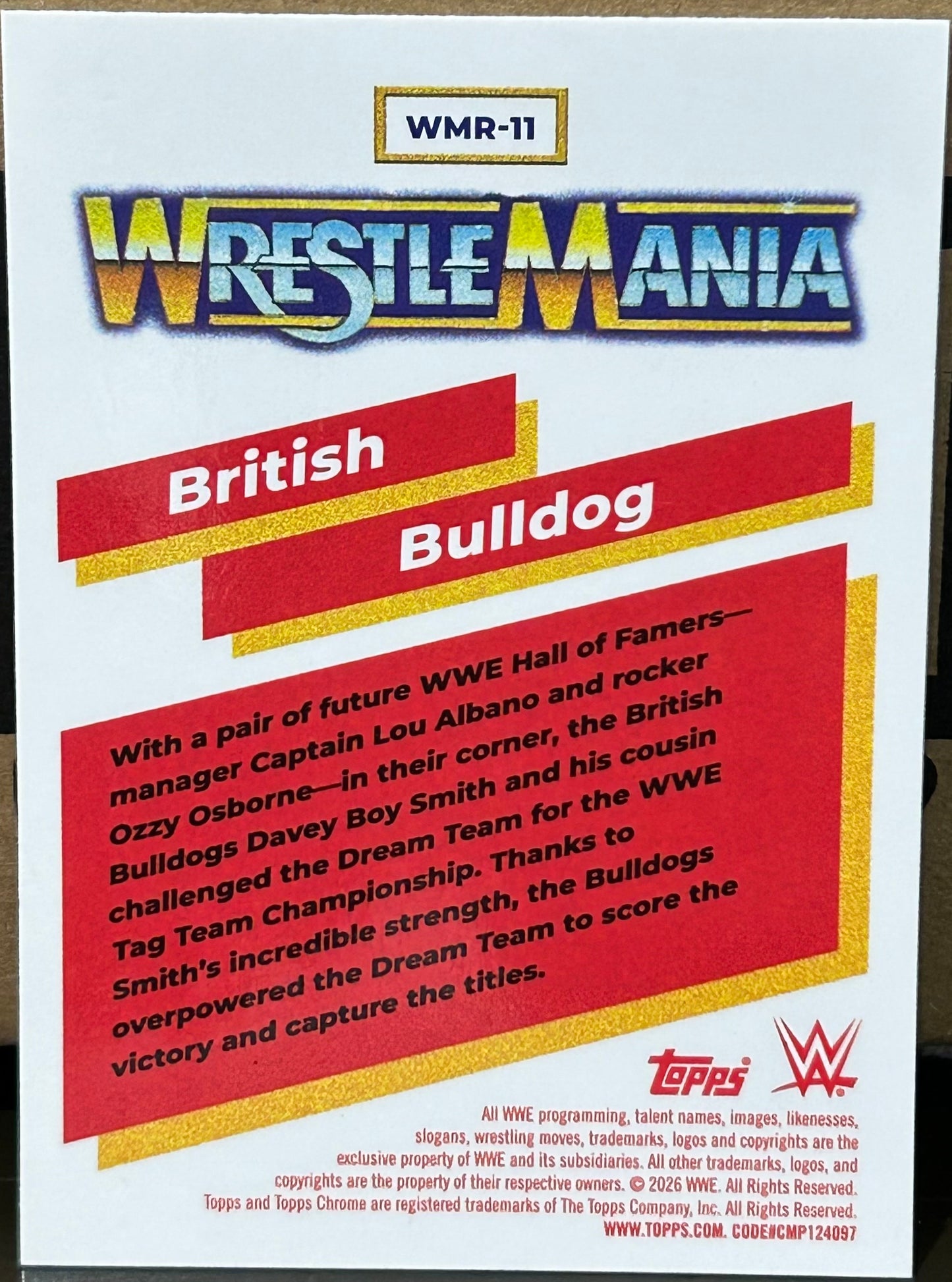 + British Bulldog 2026 WWE Topps Chrome “Wrestlemania” Insert Card