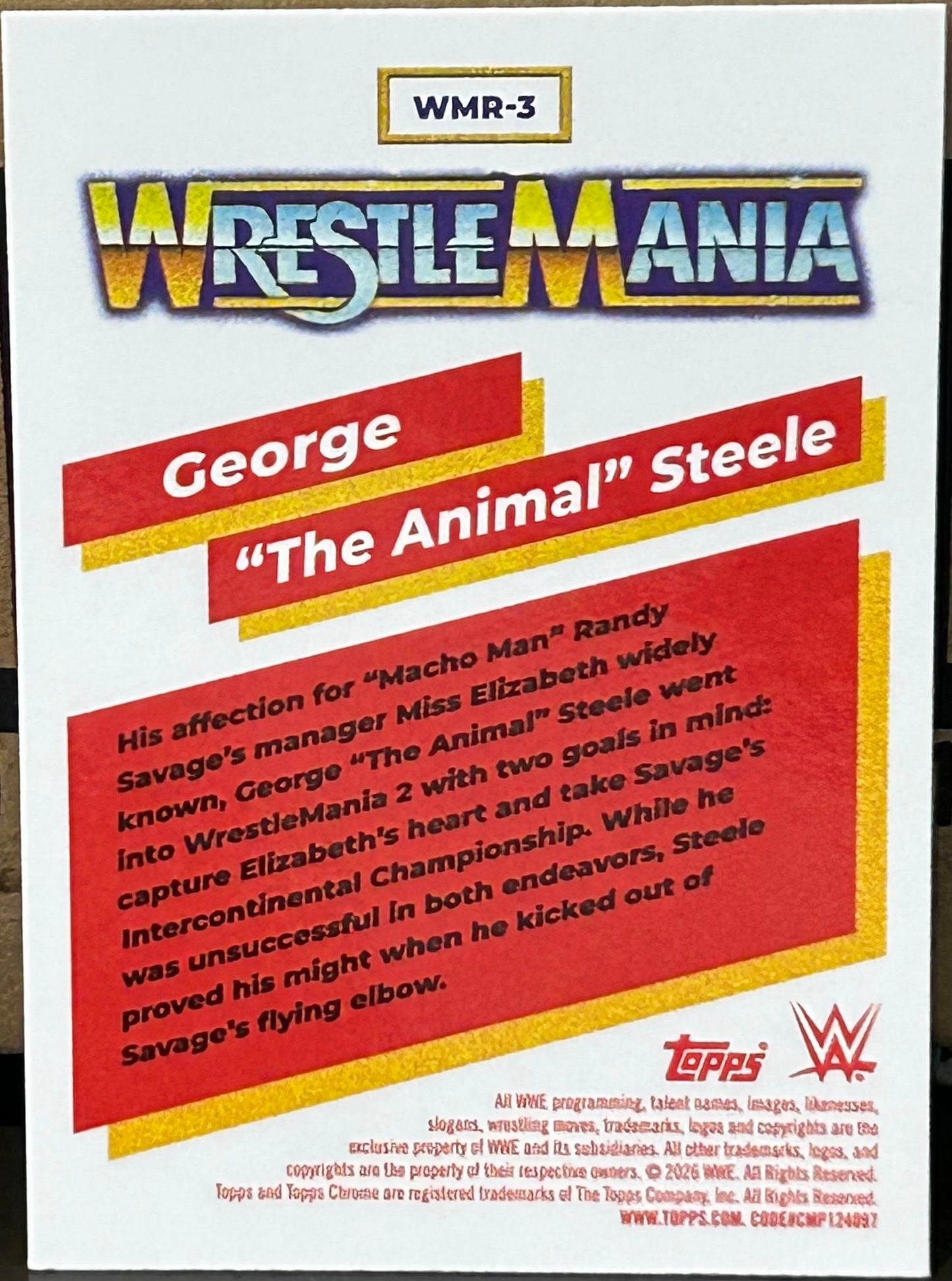 + George “The Animal” Steele 2026 WWE Topps Chrome “Wrestlemania” Insert Card