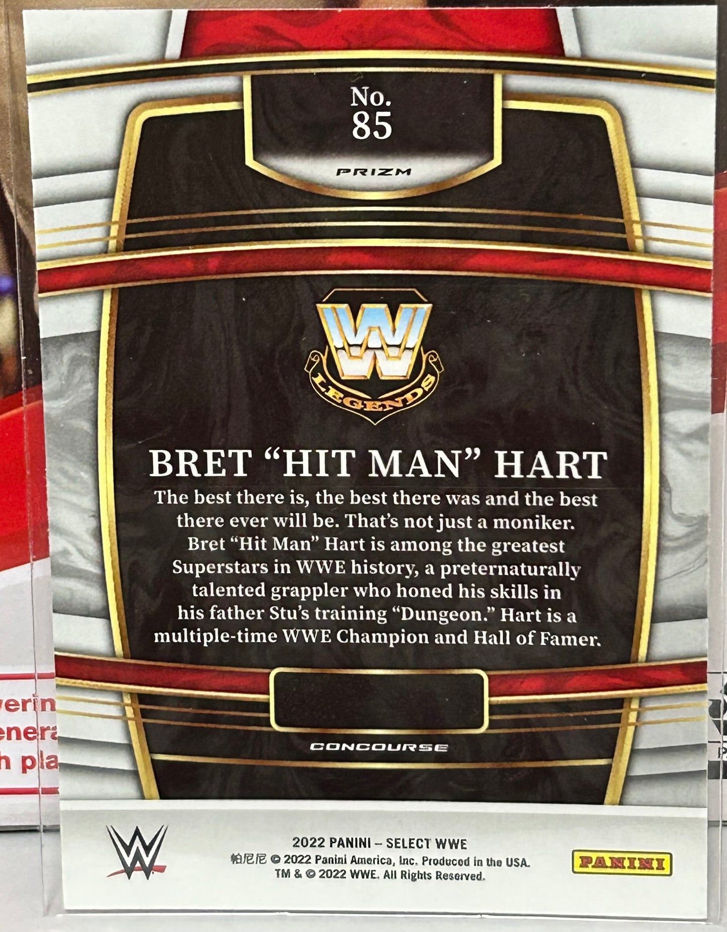 Bret Hart 2022 WWE Panini Select Orange Wave Prizm Card