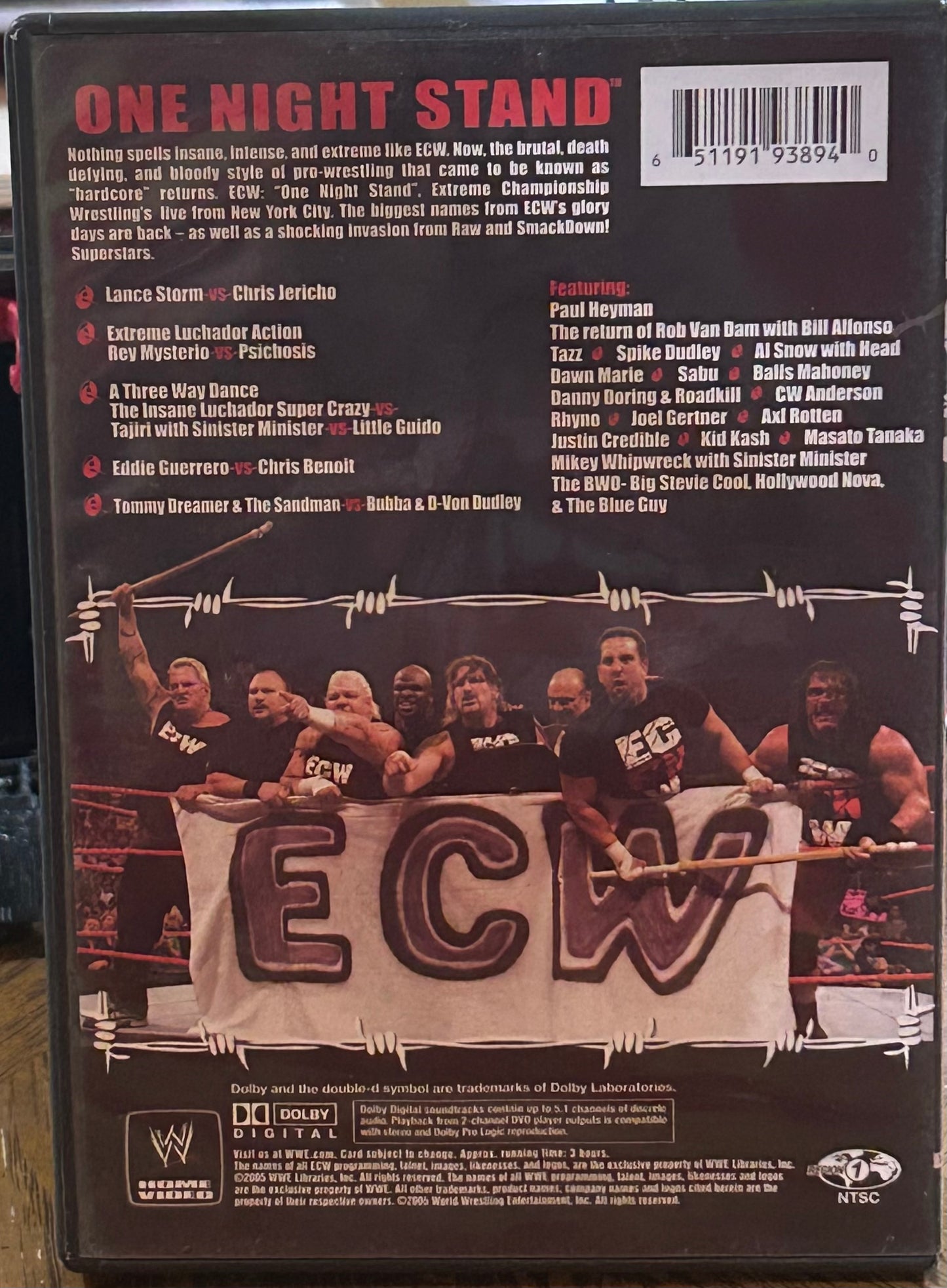 * ECW “One Night Stand 6/12/05” DVD (Jericho, Mysterio, Dreamer & so much more)
