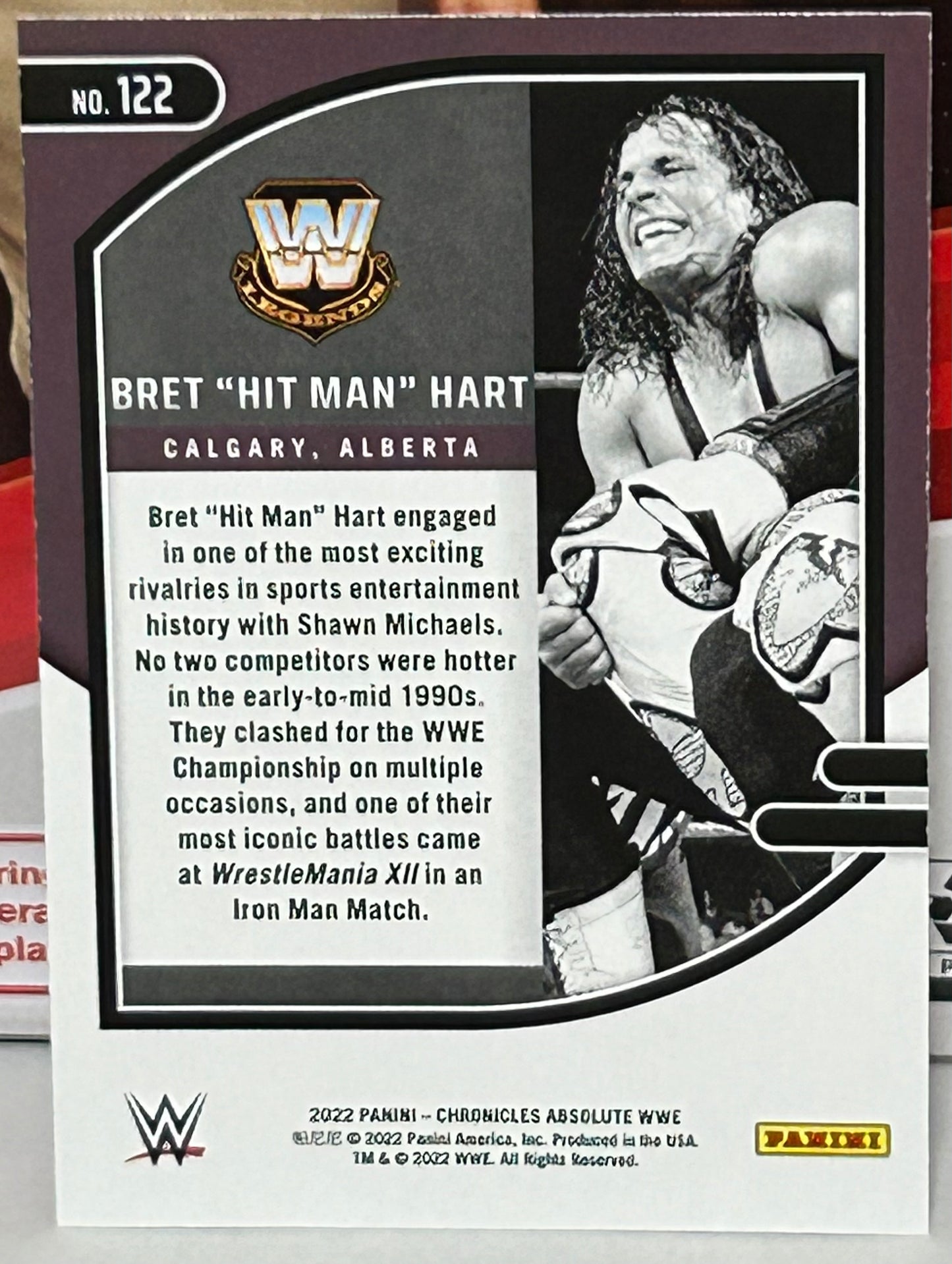 Bret “The Hitman” Hart 2022 WWE Panini Chronicles Absolute Bronze Parallel Card