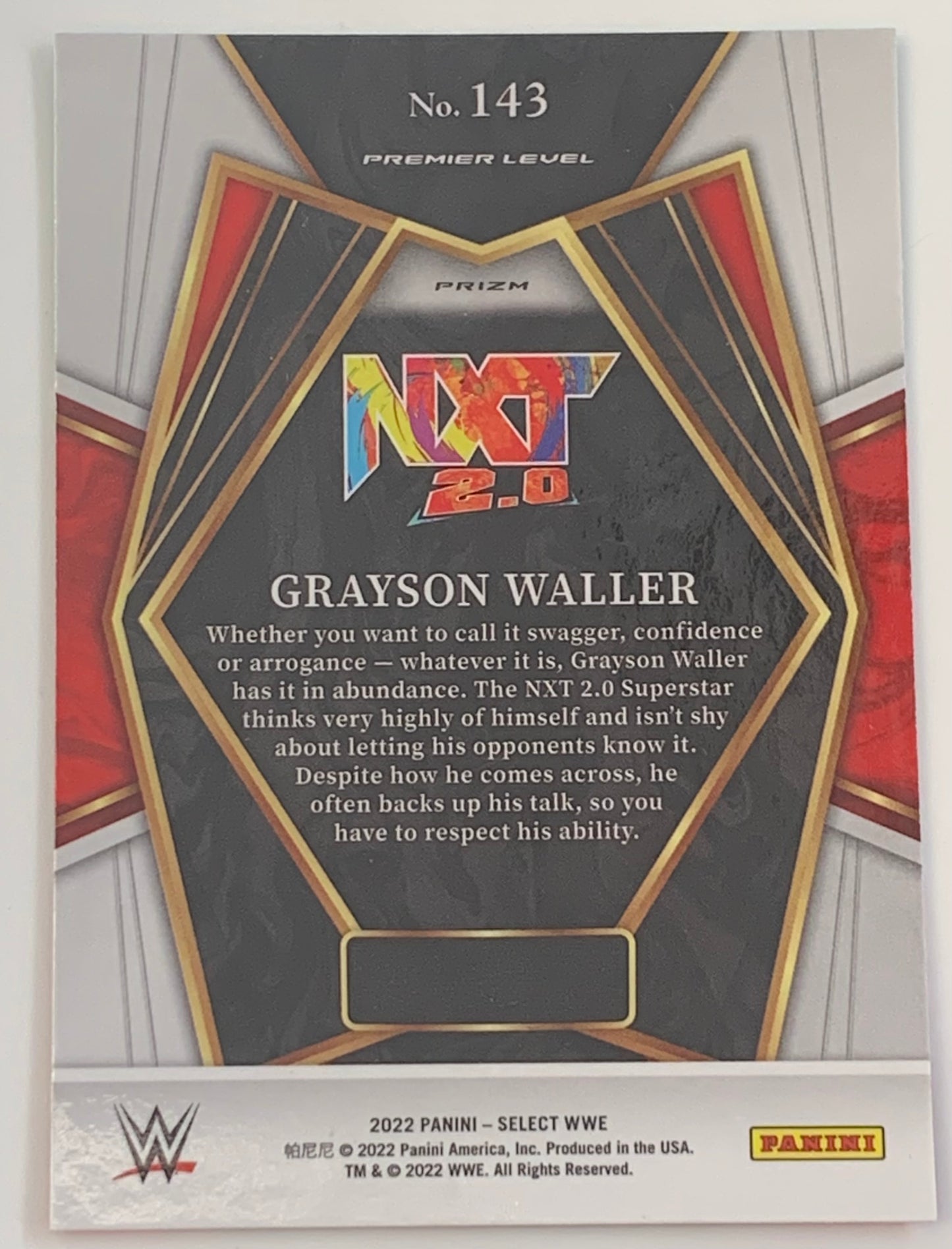 Grayson Waller 2022 WWE Panini Select Premier Level Refractor RC