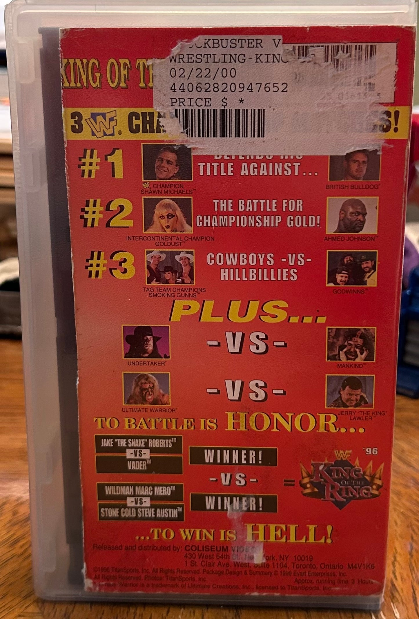 WWF WWE “King of the Ring 1996” VHS (Coliseum Home Video)