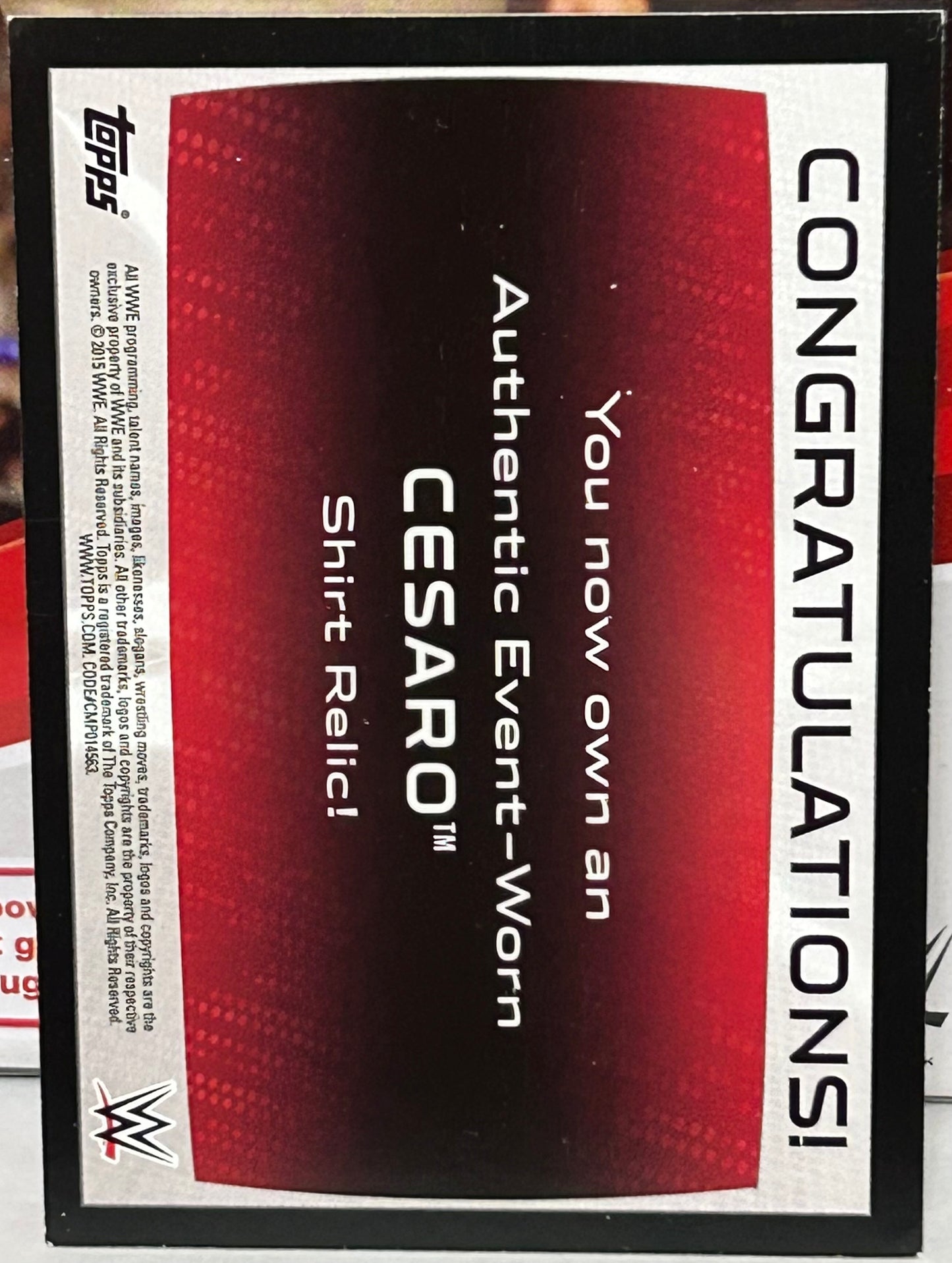 Cesaro 2015 WWE Topps Authentic Event-Worn Shirt Relic Card