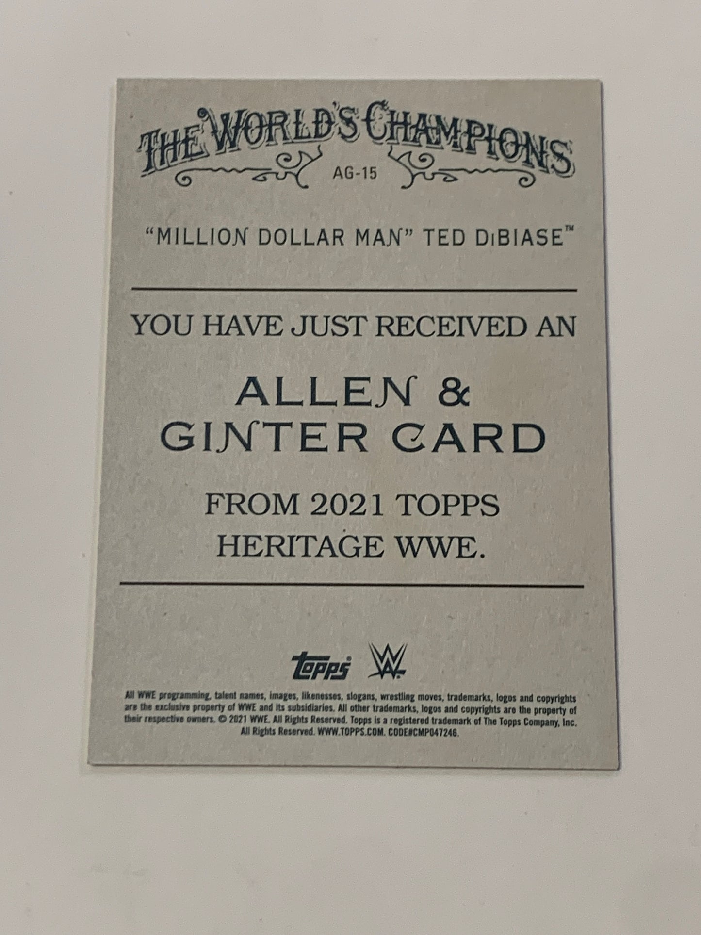 Ted DiBiase Signed 2021 WWE Topps Allen & Ginter Card