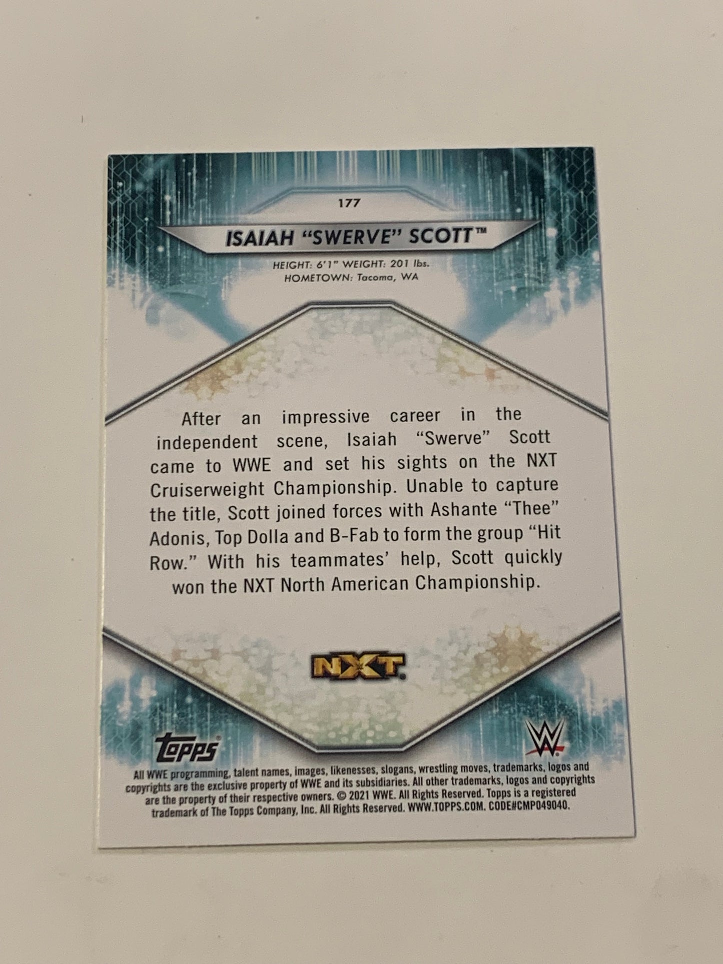 Isaiah Swerve Strickland SIGNED 2021 WWE NXT Topps Card