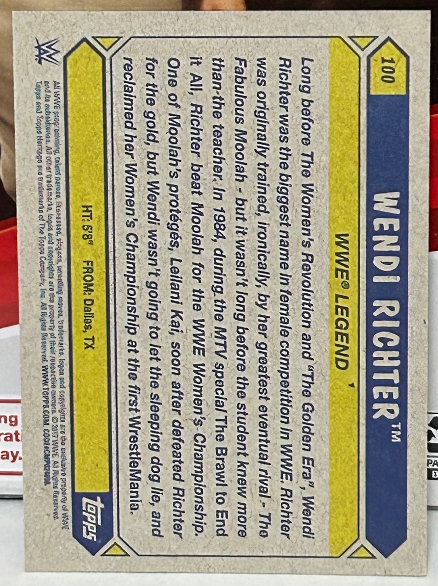 Wendi Richter 2017 WWE Topps Heritage Blue Parallel #/99 (Only 99 Made)