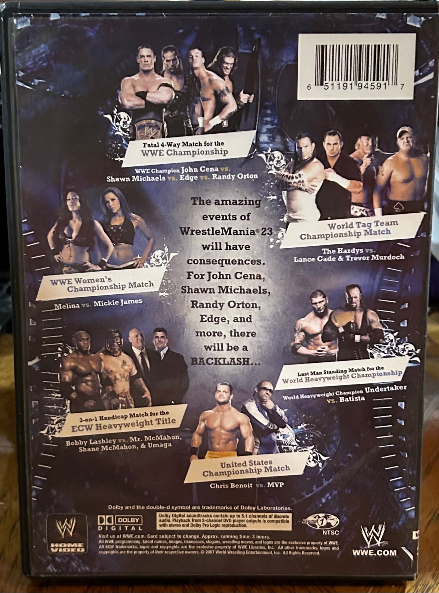 * WWE “Backlash 2007” DVD (Undertaker, Hardy Boyz, Benoit & so much more)