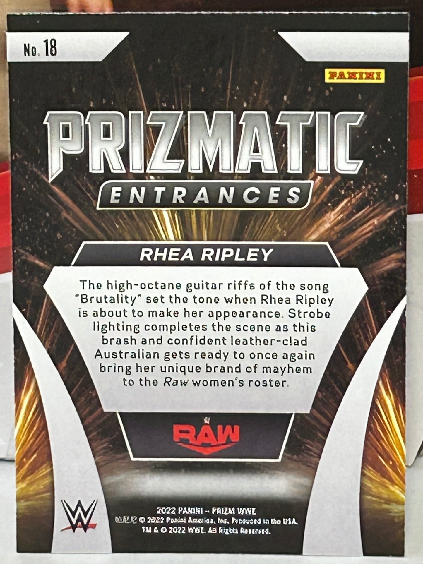Rhea Ripley 2022 WWE Panini Prizm “Prizmatic Entrances” Insert Card
