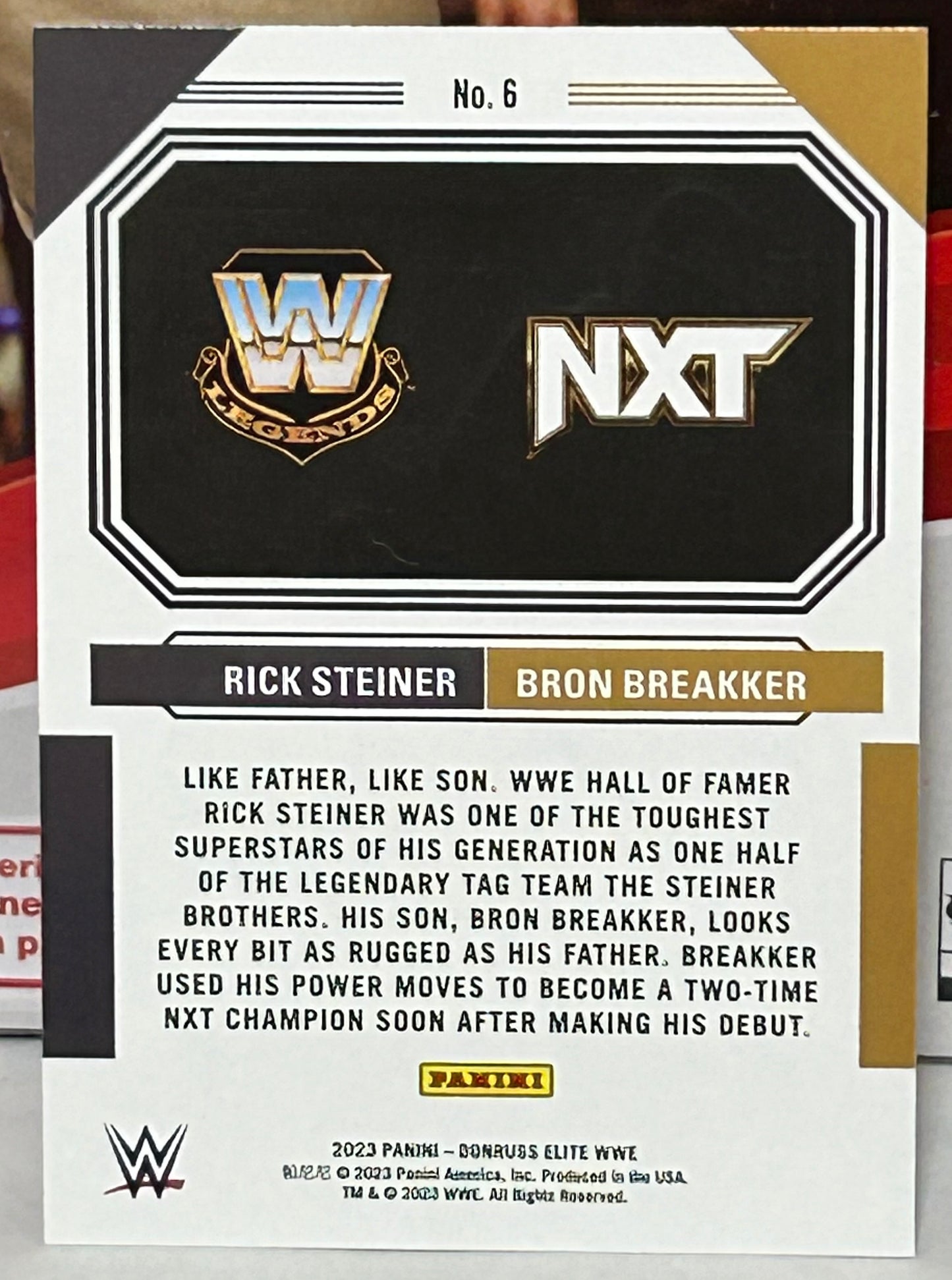 Bron Breakker & Rick Steiner 2023 WWE NXT Donruss Elite Family Lineage