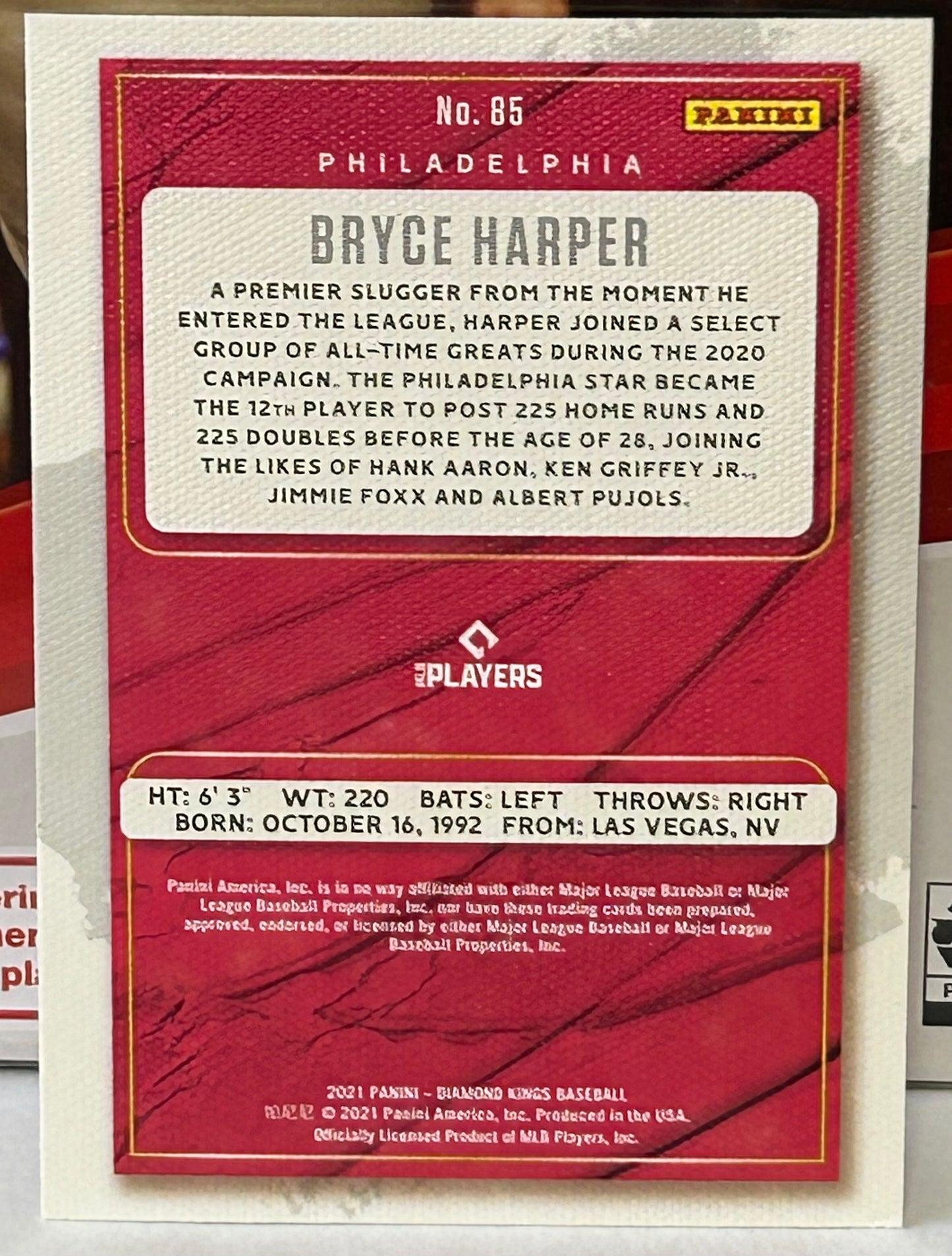 Bryce Harper 2021 Panini Diamond Kings Baseball Card PHILLIES