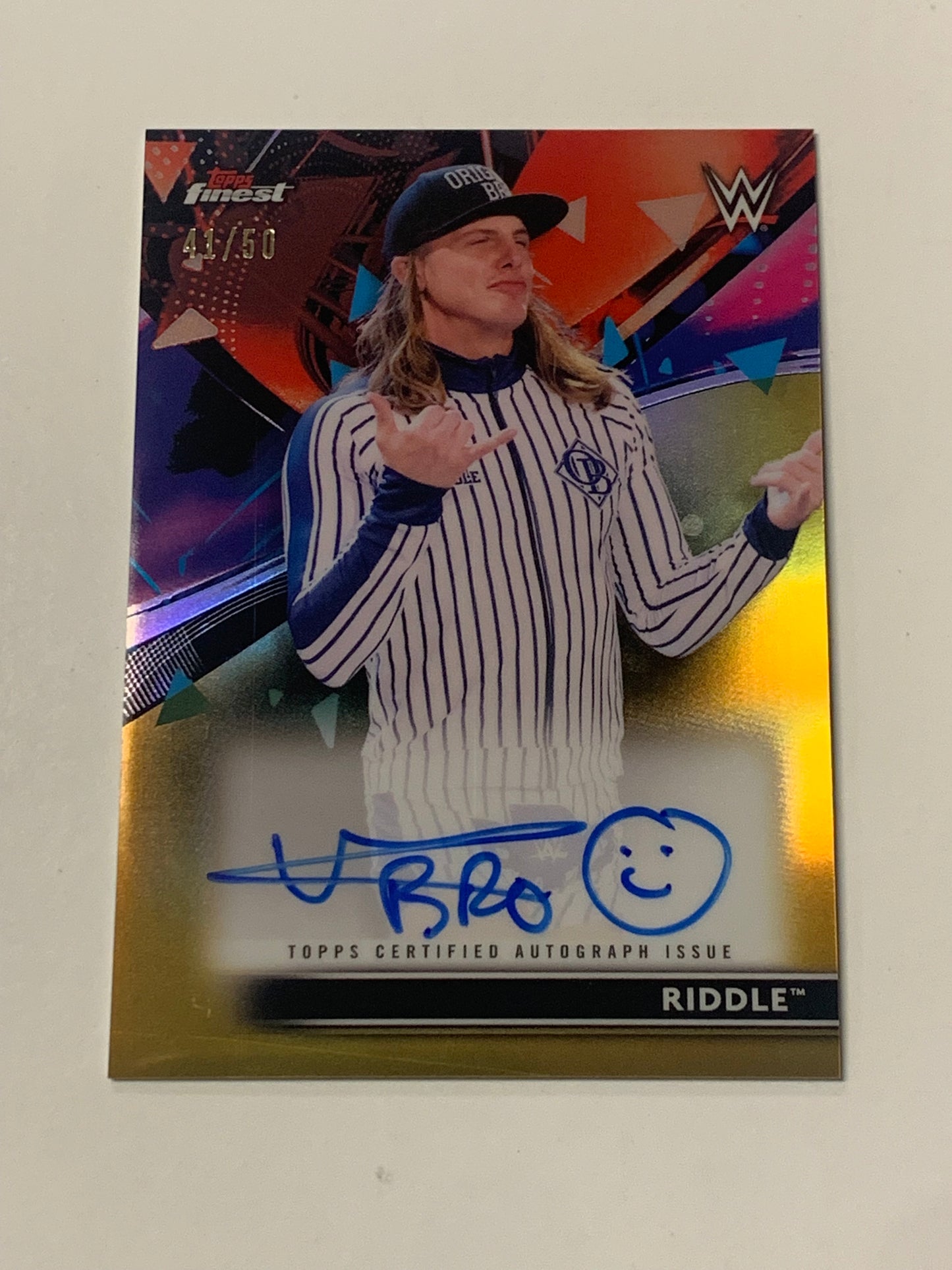 Matt Riddle 2021 WWE Topps Finest GOLD REFRACTOR AUTOGRAPHED #/50