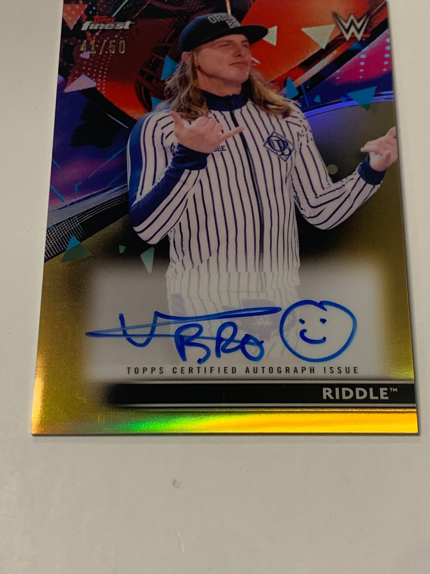 Matt Riddle 2021 WWE Topps Finest GOLD REFRACTOR AUTOGRAPHED #/50