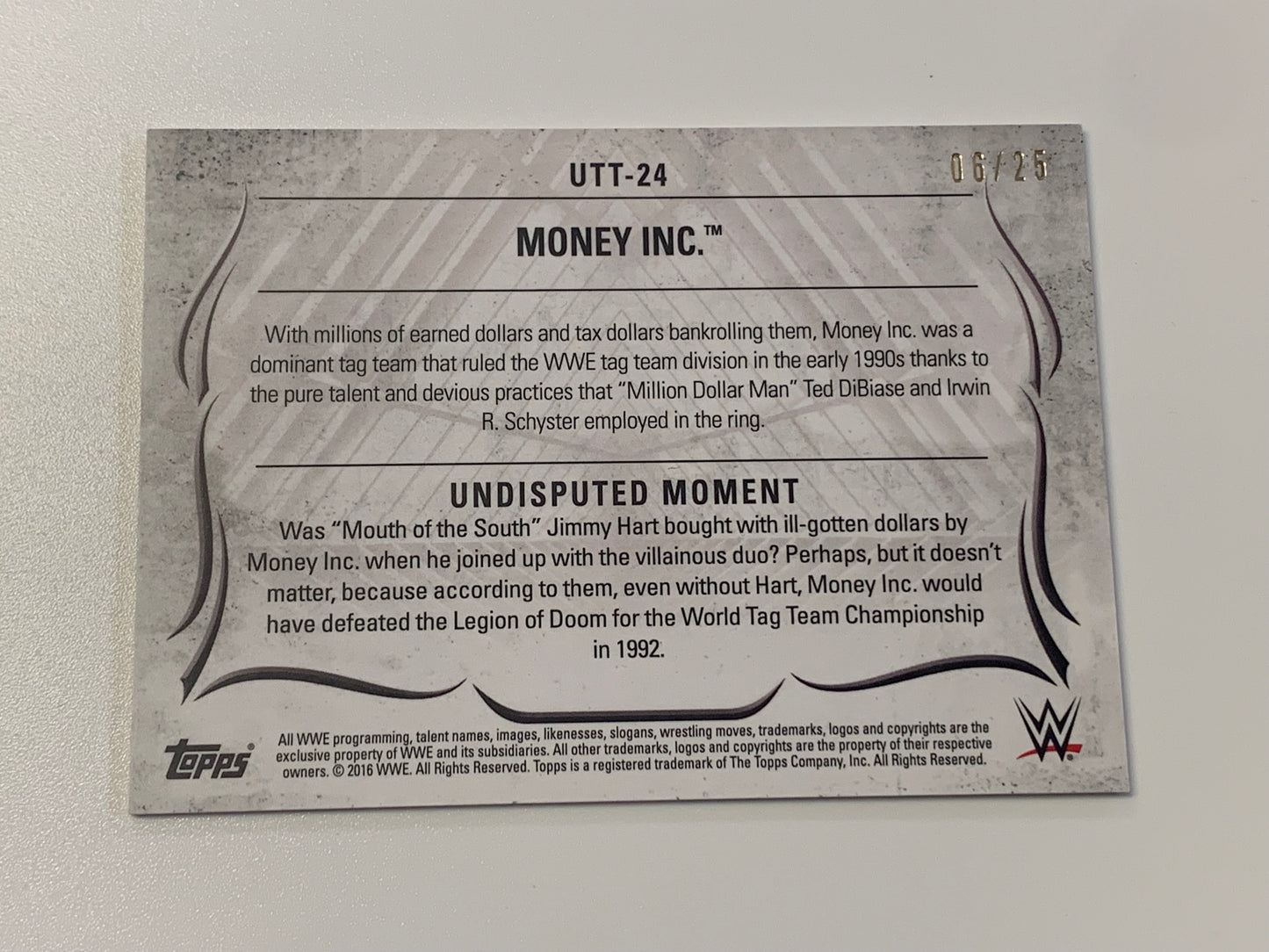 Money Inc (Ted DiBiase & IRS) 2016 WWE Topps Undisputed Blue #6/25