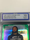 Roman Reigns 2021 WWE Topps Chrome Green Refractor Card #60/99 Graded Gem Mint 10