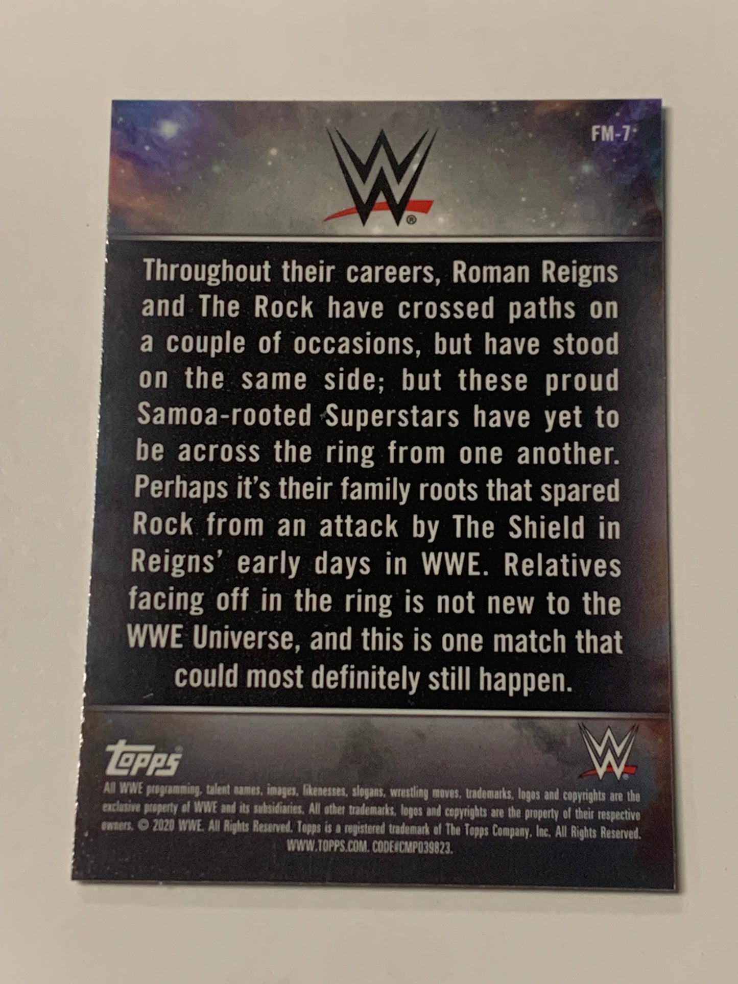 The Rock vs Roman Reigns 2020 WWE Topps Chrome Fantasy Matches