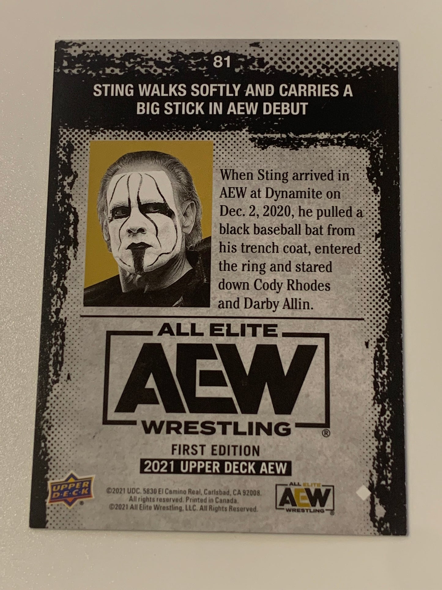 Sting 2021 AEW UD Upper Deck GOLD Magazine Card!!!