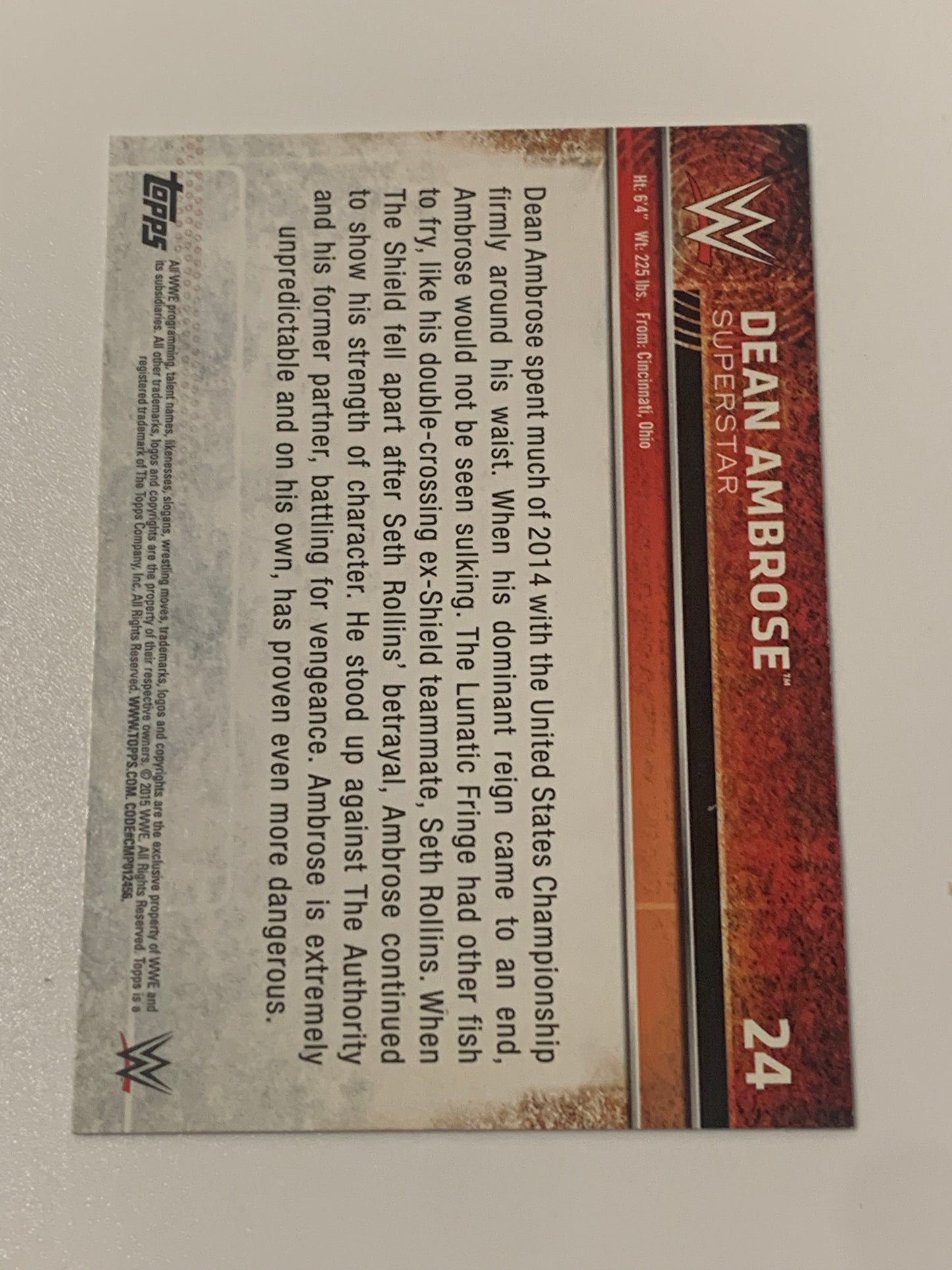 Dean Ambrose 2015 WWE Topps Card