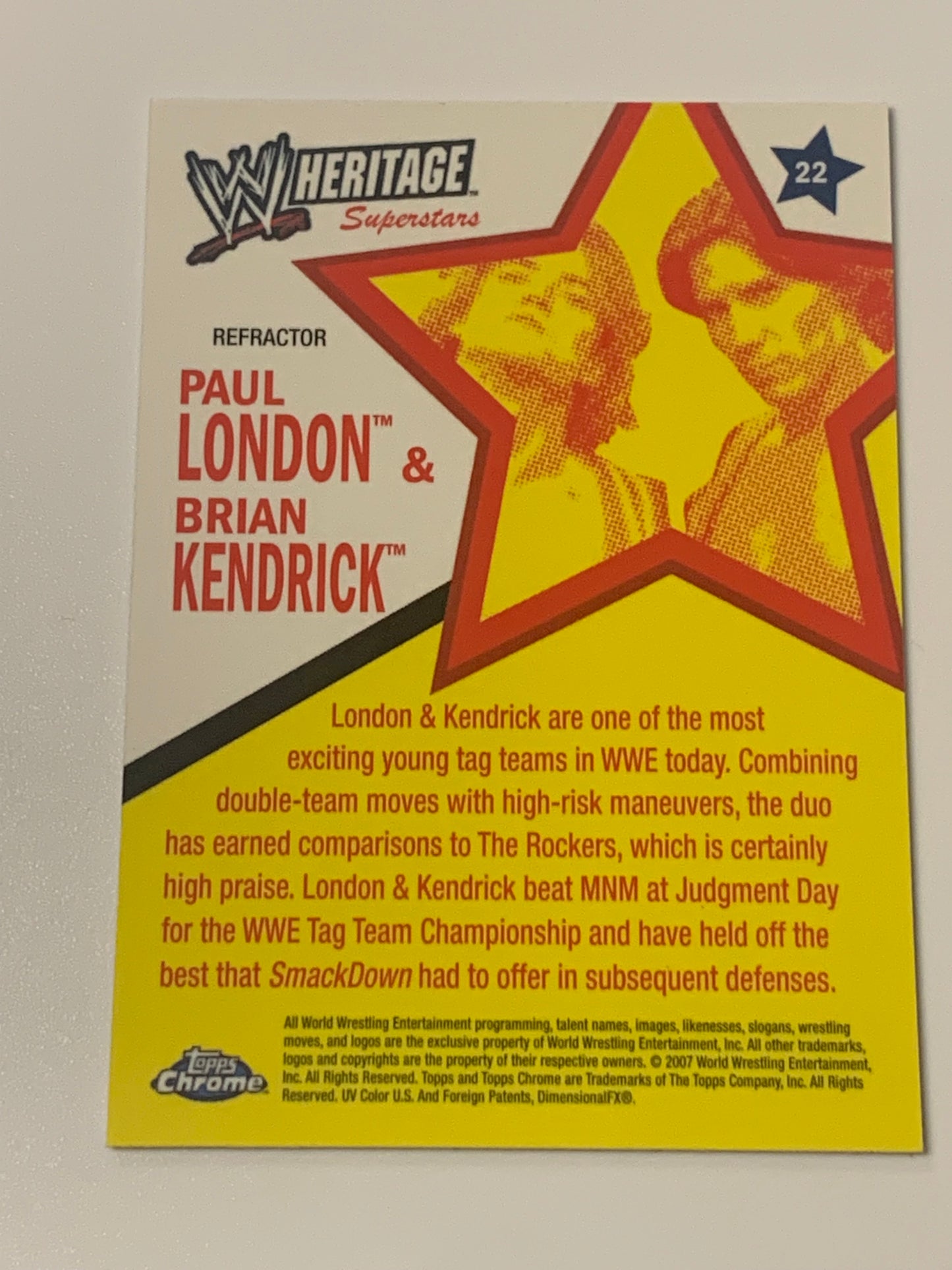 Paul London & Brian Kendrick 2007 WWE Topps Chrome Heritage REFRACTOR