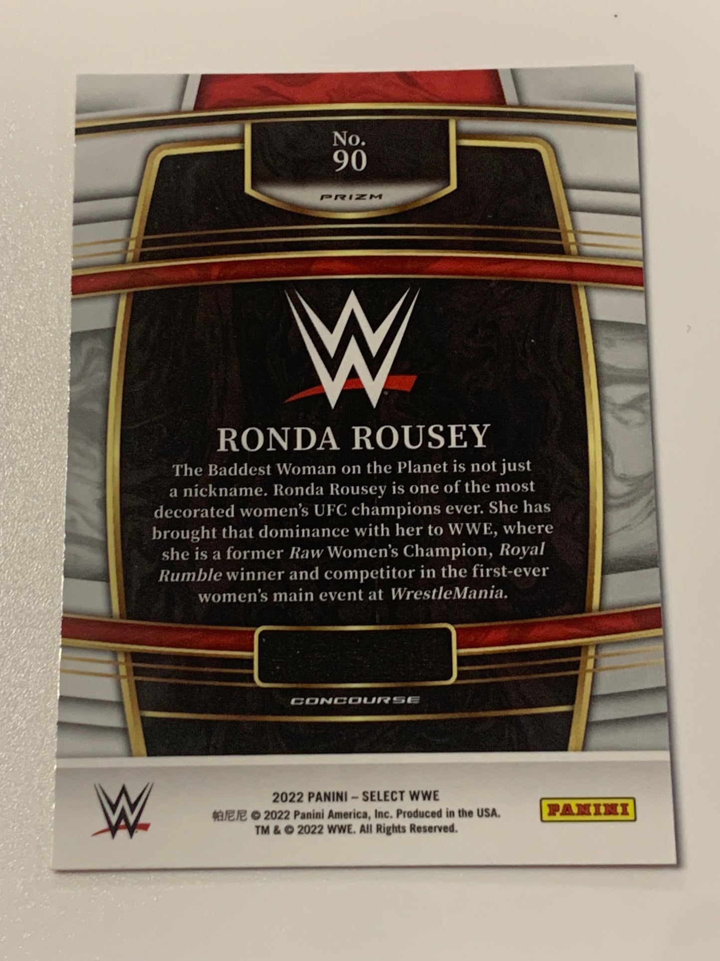 Ronda Rousey 2022 WWE Panini Select Concourse Tri-Color Prizm