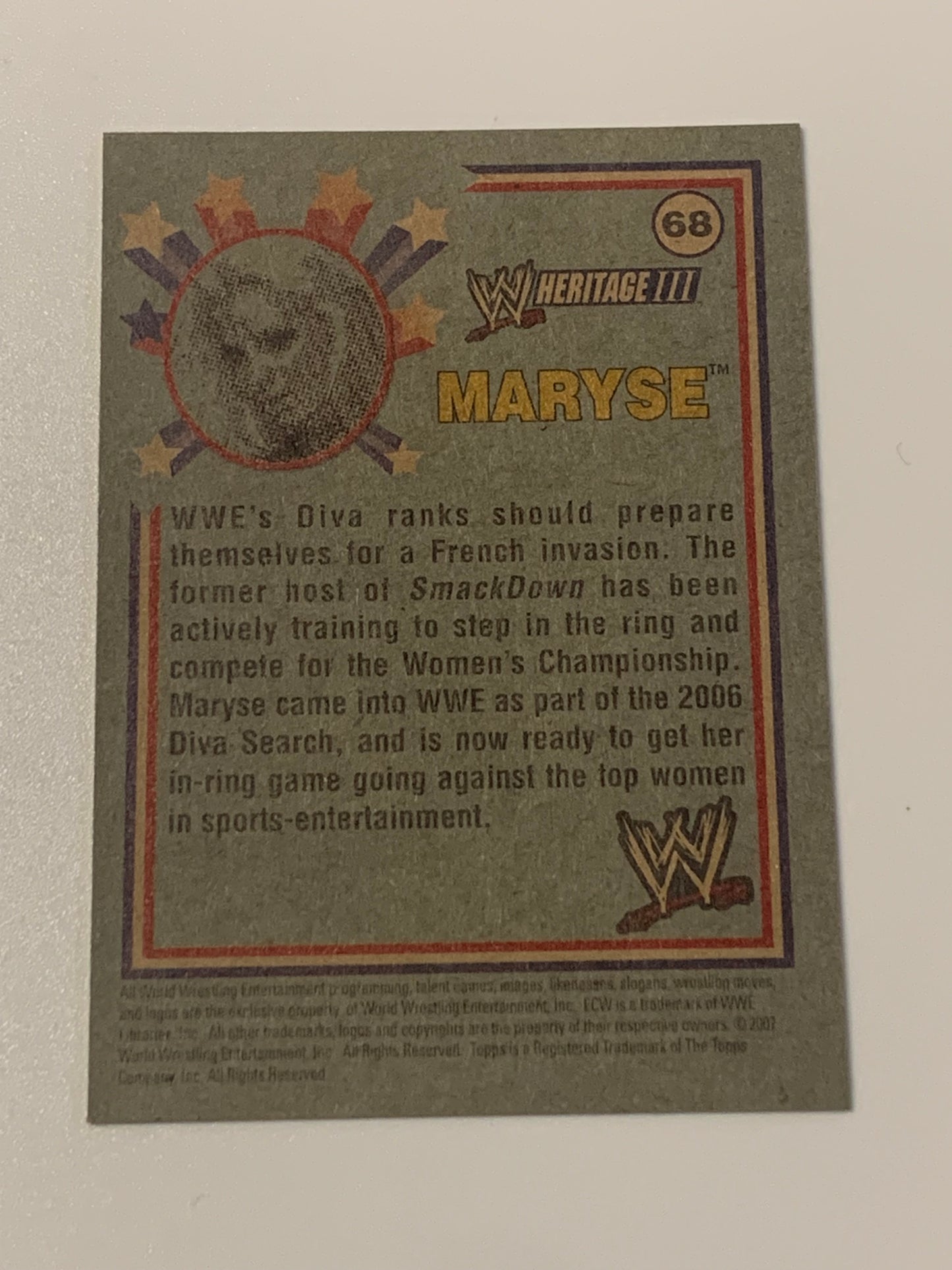 Maryse 2007 WWE Topps Heritage ROOKIE