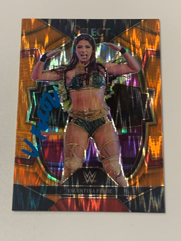 Valentina Feroz SIGNED 2023 WWE NXT Panini Select ORANGE WAVE Prizm Refractor Card!!!