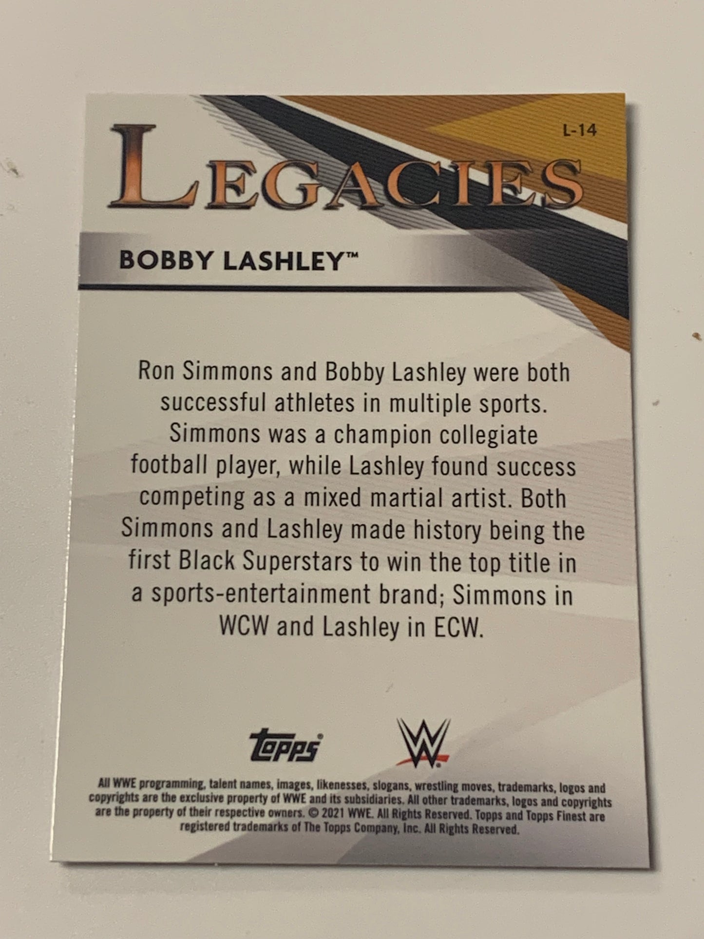 Bobby Lashley with Ron Simmons 2021 WWE Topps Finest “Legacies”