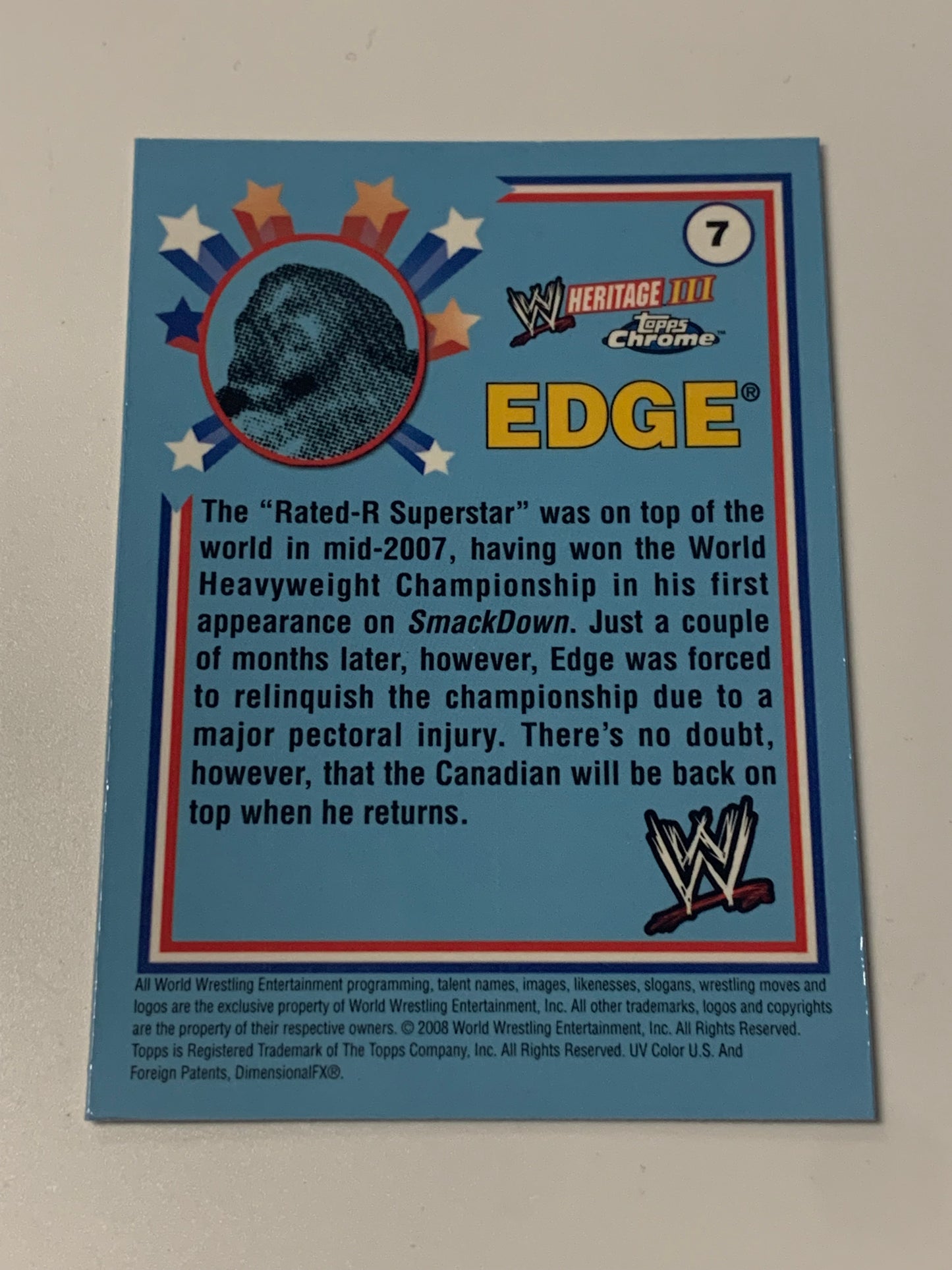 Edge 2008 WWE Topps Chrome Heritage Card