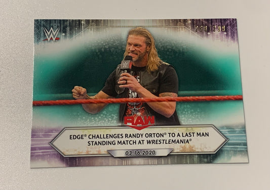 Edge 2021 WWE Topps RAW Parallel #/299 (Edge Challenges Randy Orton)