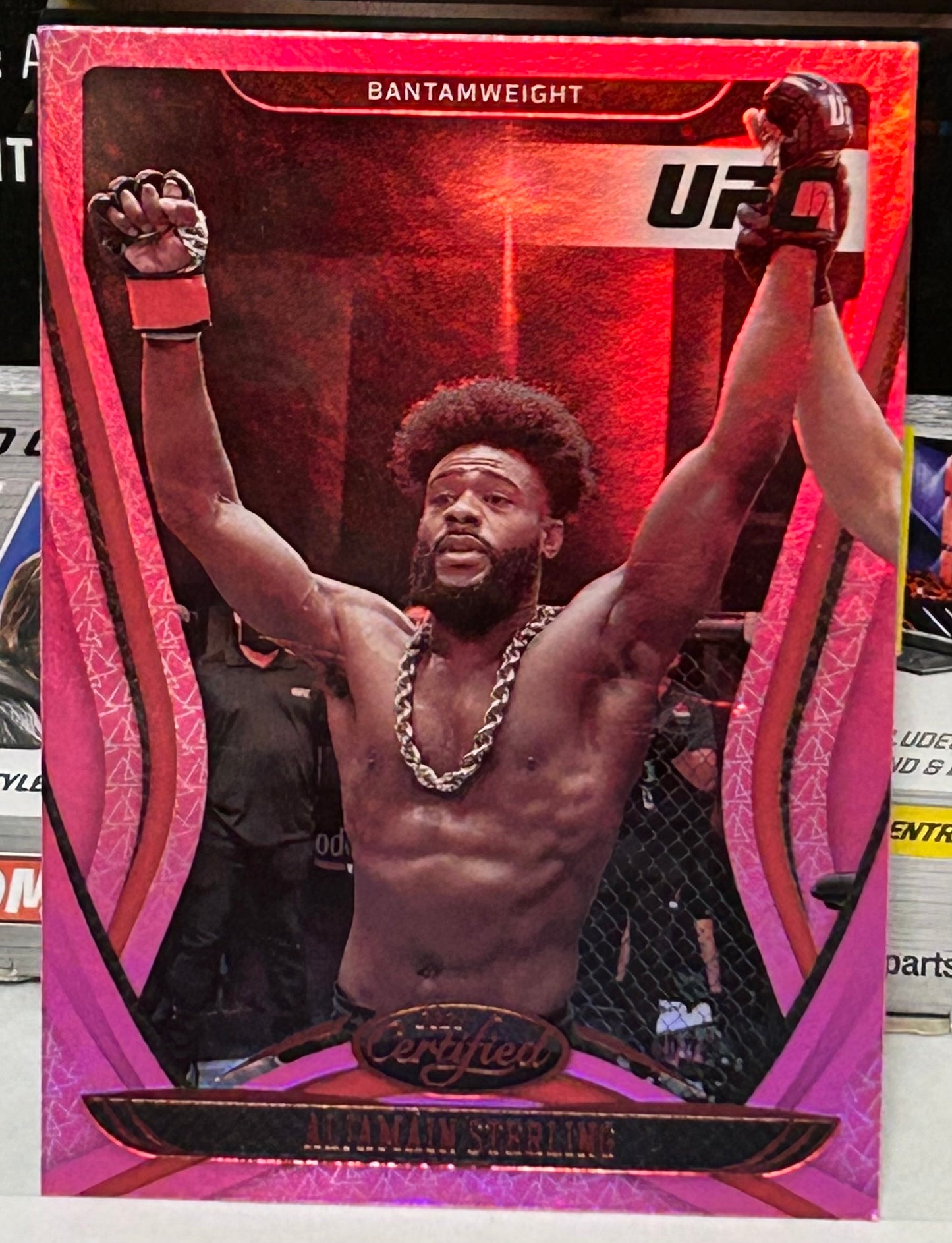Aljamain Sterling 2021 UFC Panini Chronicles Certified Pink Card
