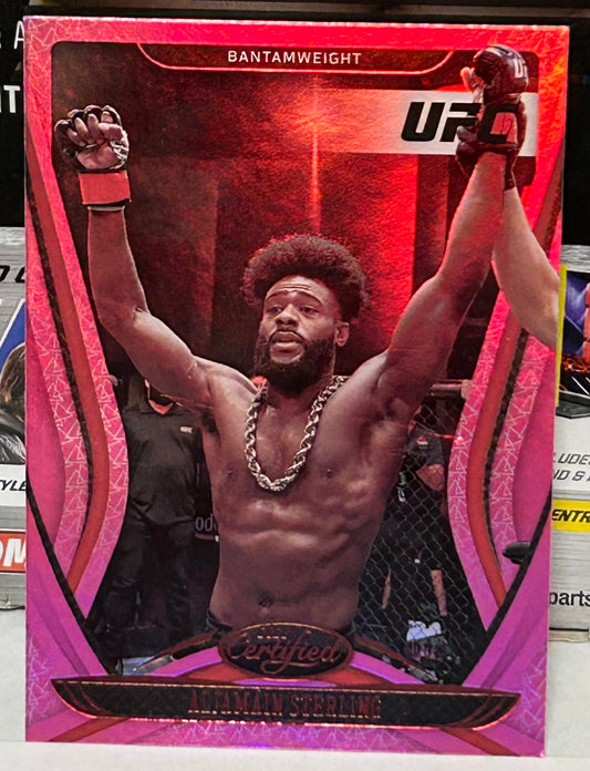 Aljamain Sterling 2021 UFC Panini Chronicles Certified Pink Card