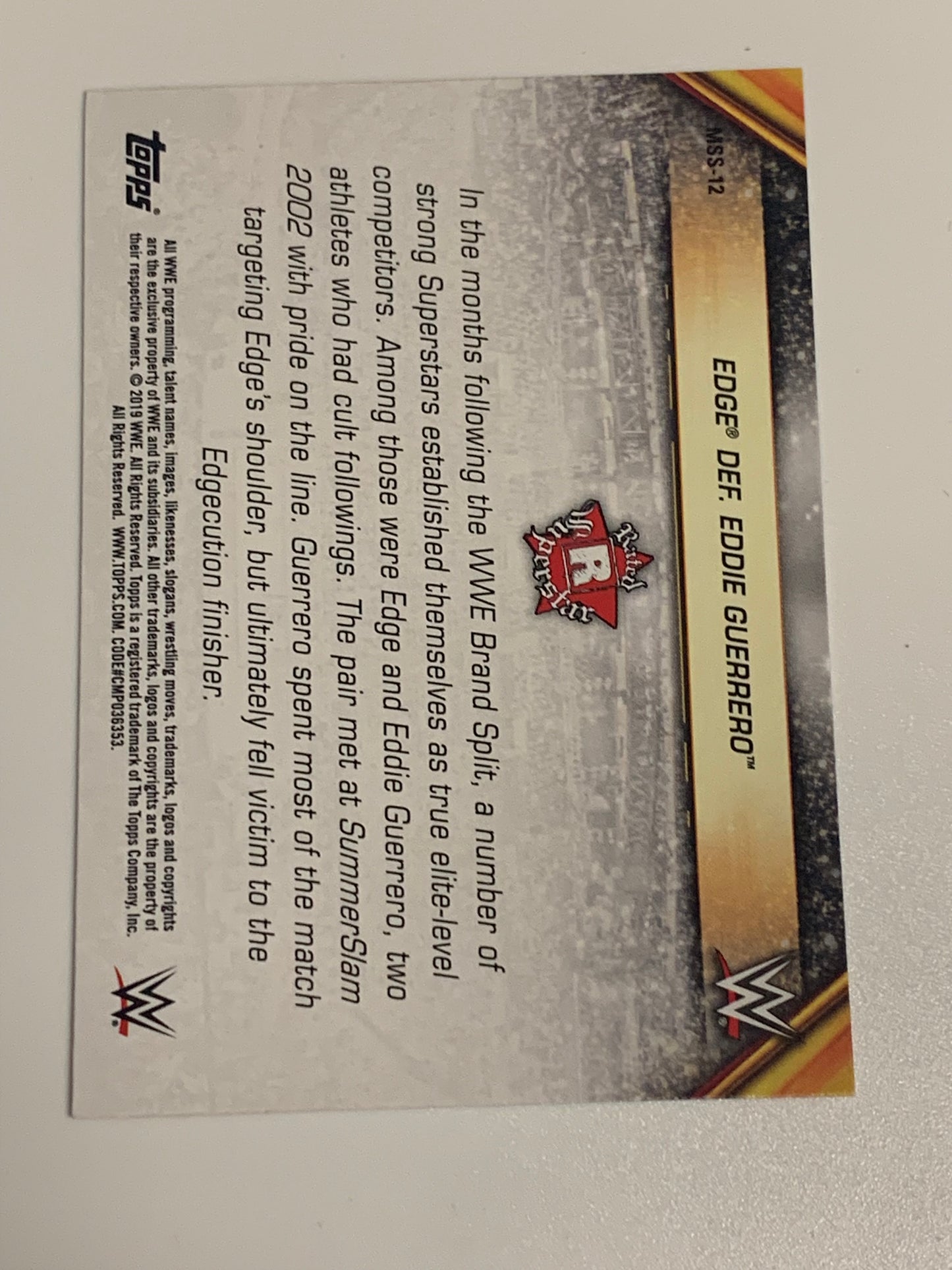Edge 2019 WWE Topps “Summerslam All-Stars”
