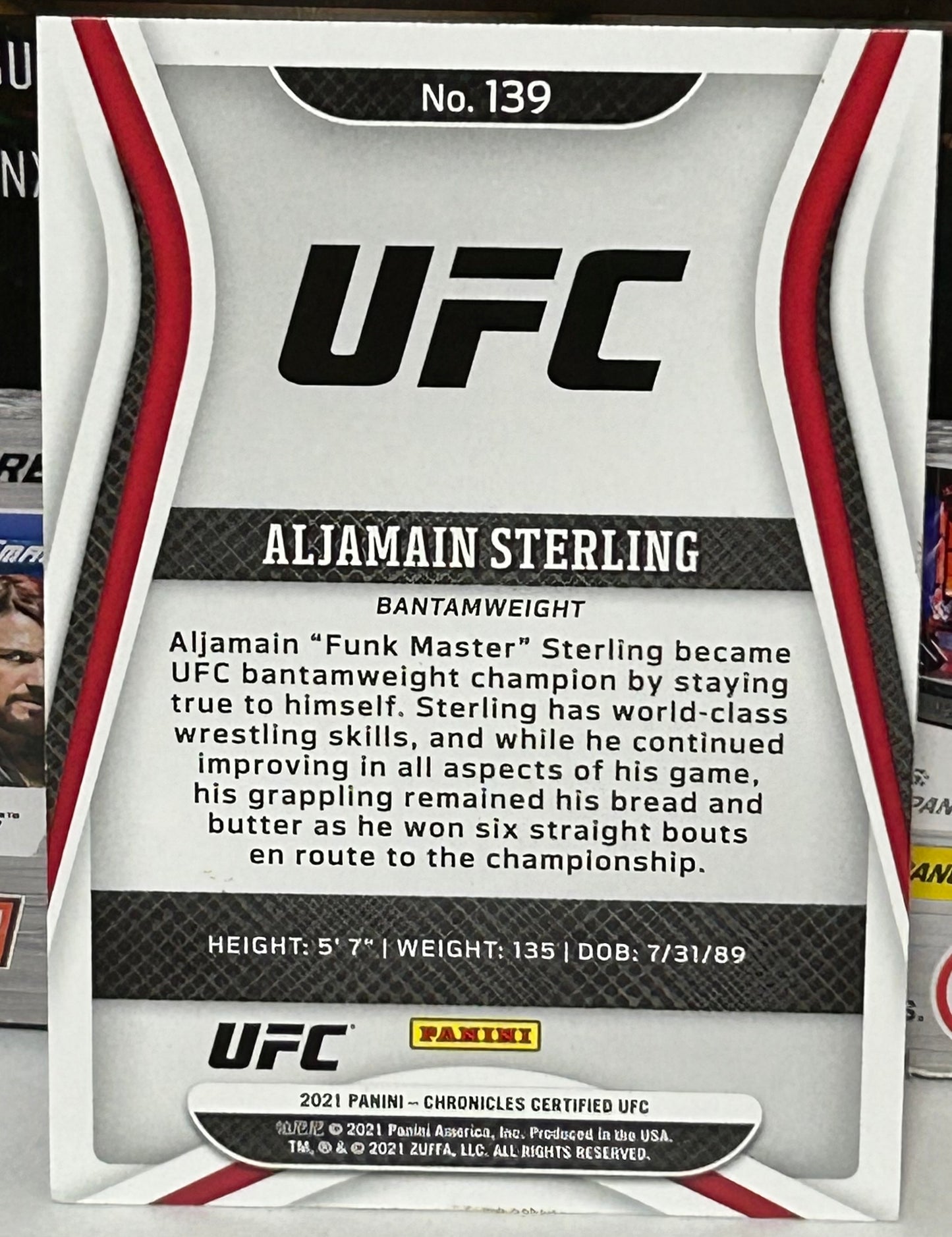 Aljamain Sterling 2021 UFC Panini Chronicles Certified Pink Card