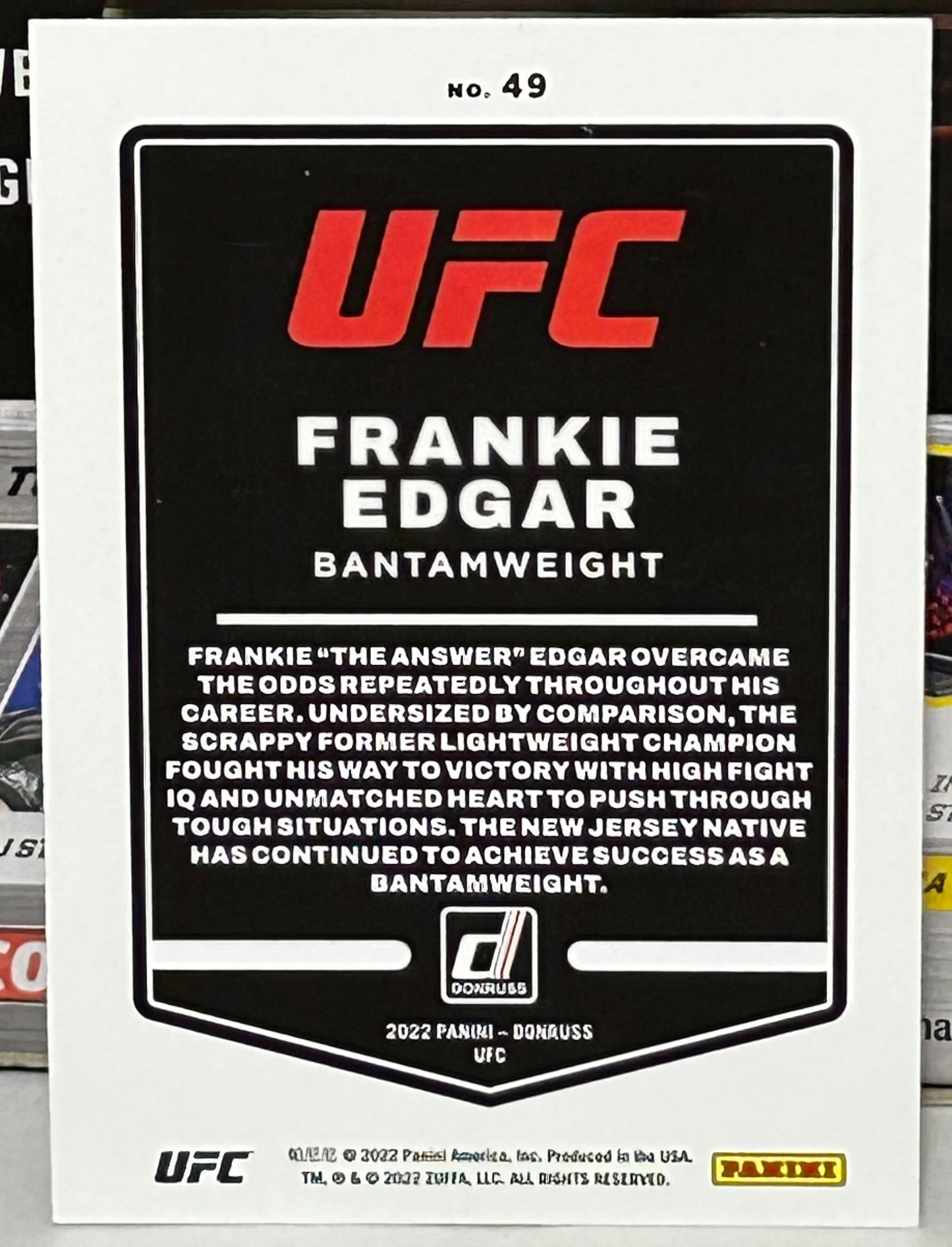 Frankie Edgar 2022 UFC Panini Donruss Purple Parallel Card