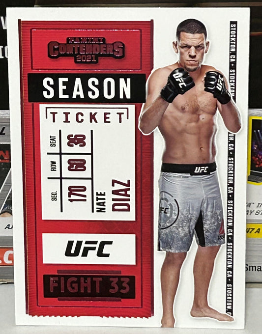 Nate Diaz 2021 UFC Panini Chronicles Contenders Pink Parallel Card