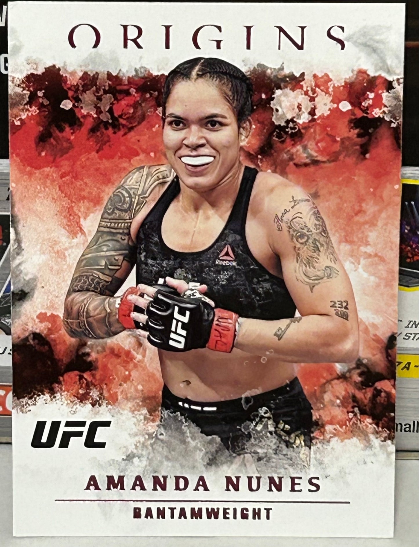 Amanda Nunes 2021 UFC Panini Chronicles Origins Pink Parallel Card