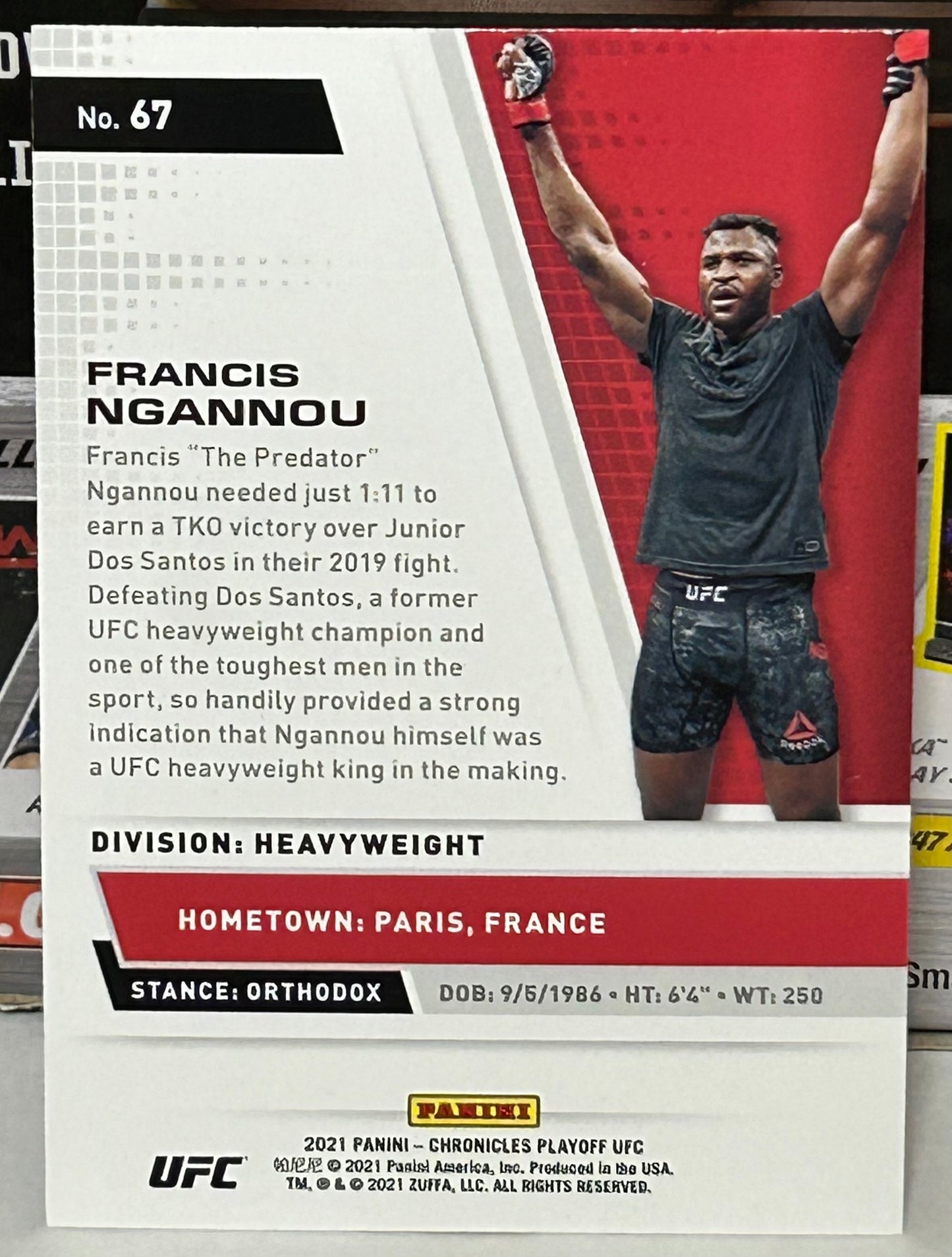 Francis Ngannou 2021 UFC Panini Chronicles Playoff Pink Parallel Card