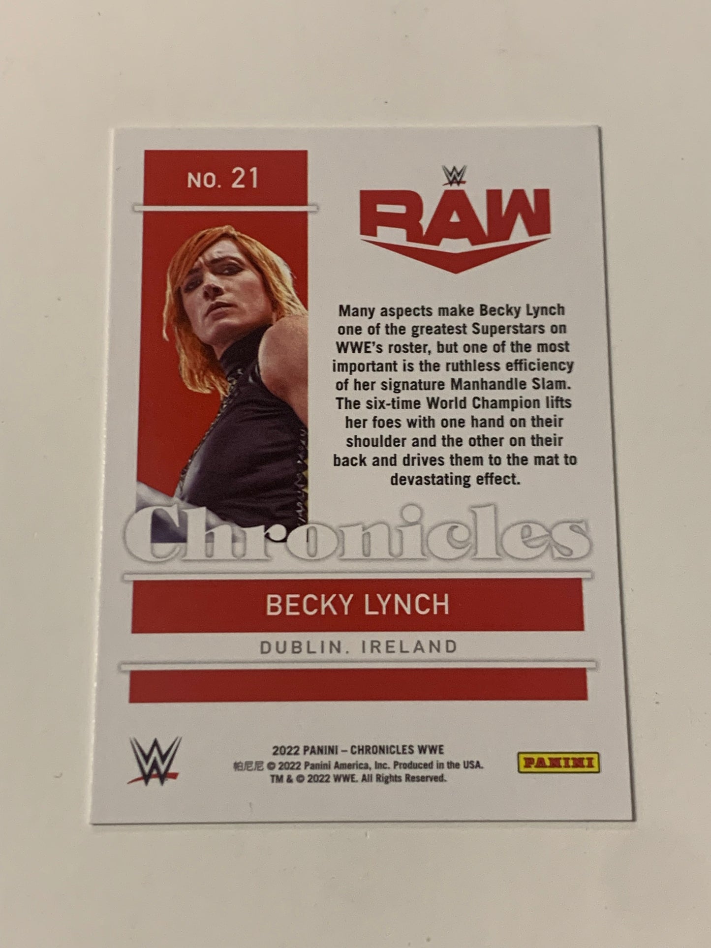 Copy of Becky Lynch 2022 WWE Panini Chronicles Card