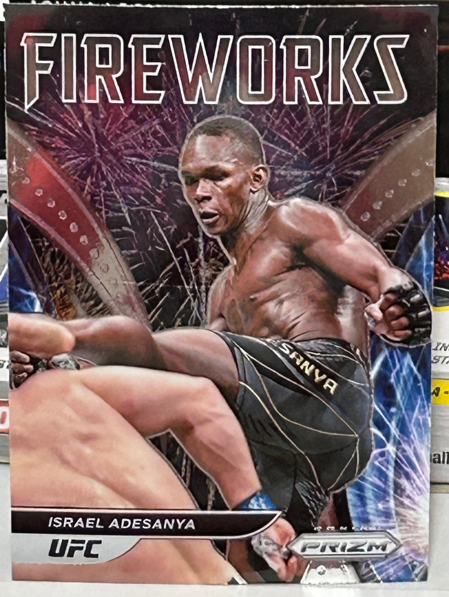 Israel Adesanya 2022 UFC Panini Prizm FIREWORKS Card
