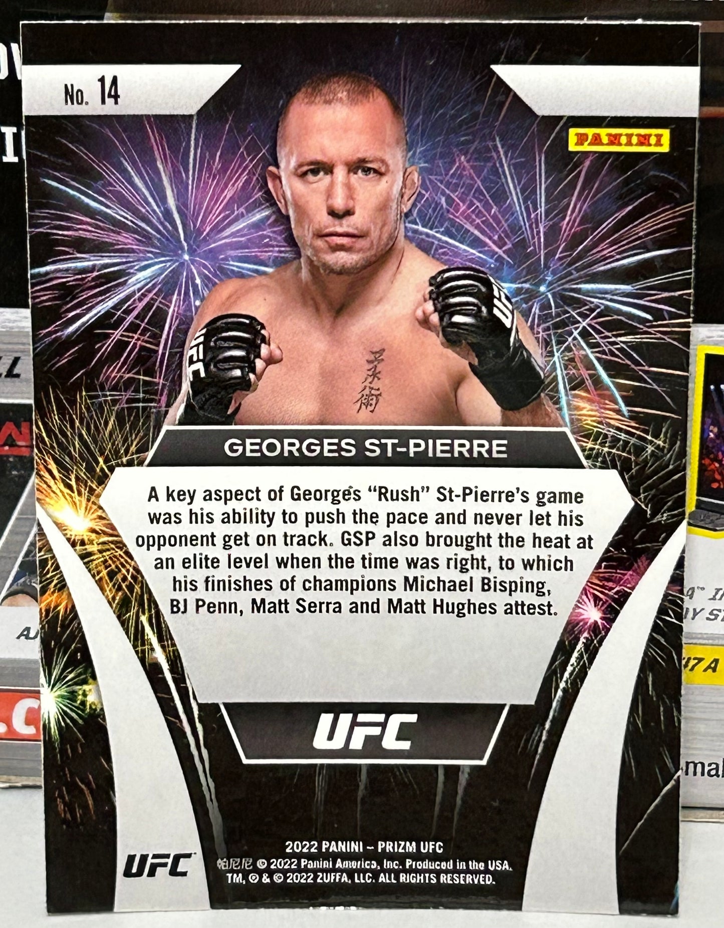 GSP Georges St Pierre 2022 UFC Panini Prizm FIREWORKS Card