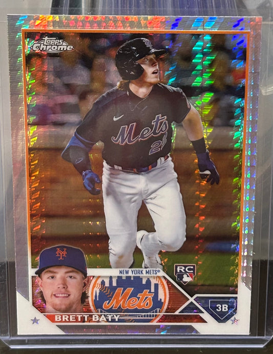 + Brett Baty 2023 Topps Chrome X-Fractor Refractor Rookie Card NY METS