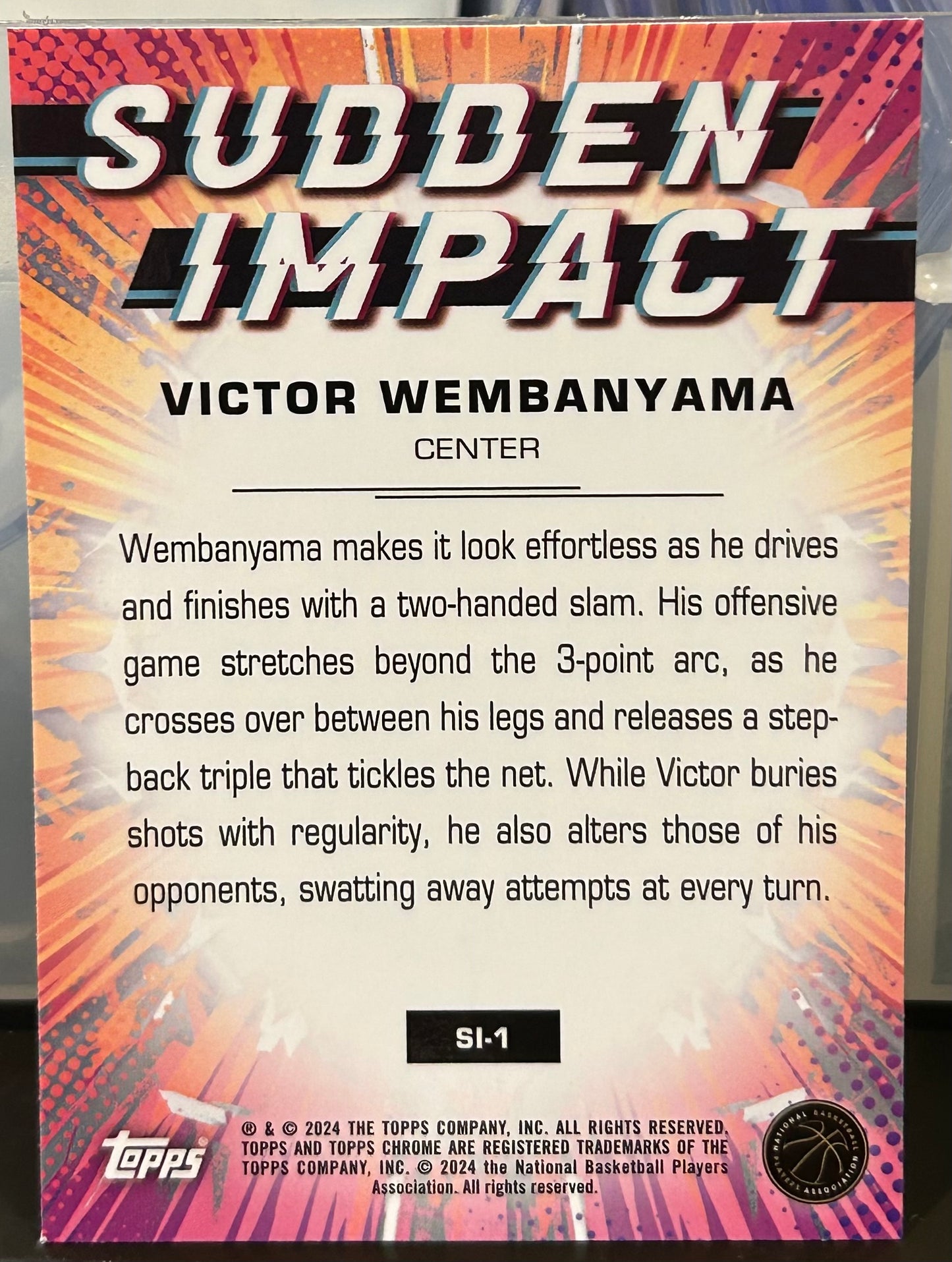 + Victor Wembanyama 2024 Topps Chrome “Sudden Impact” Insert ROOKIE Card